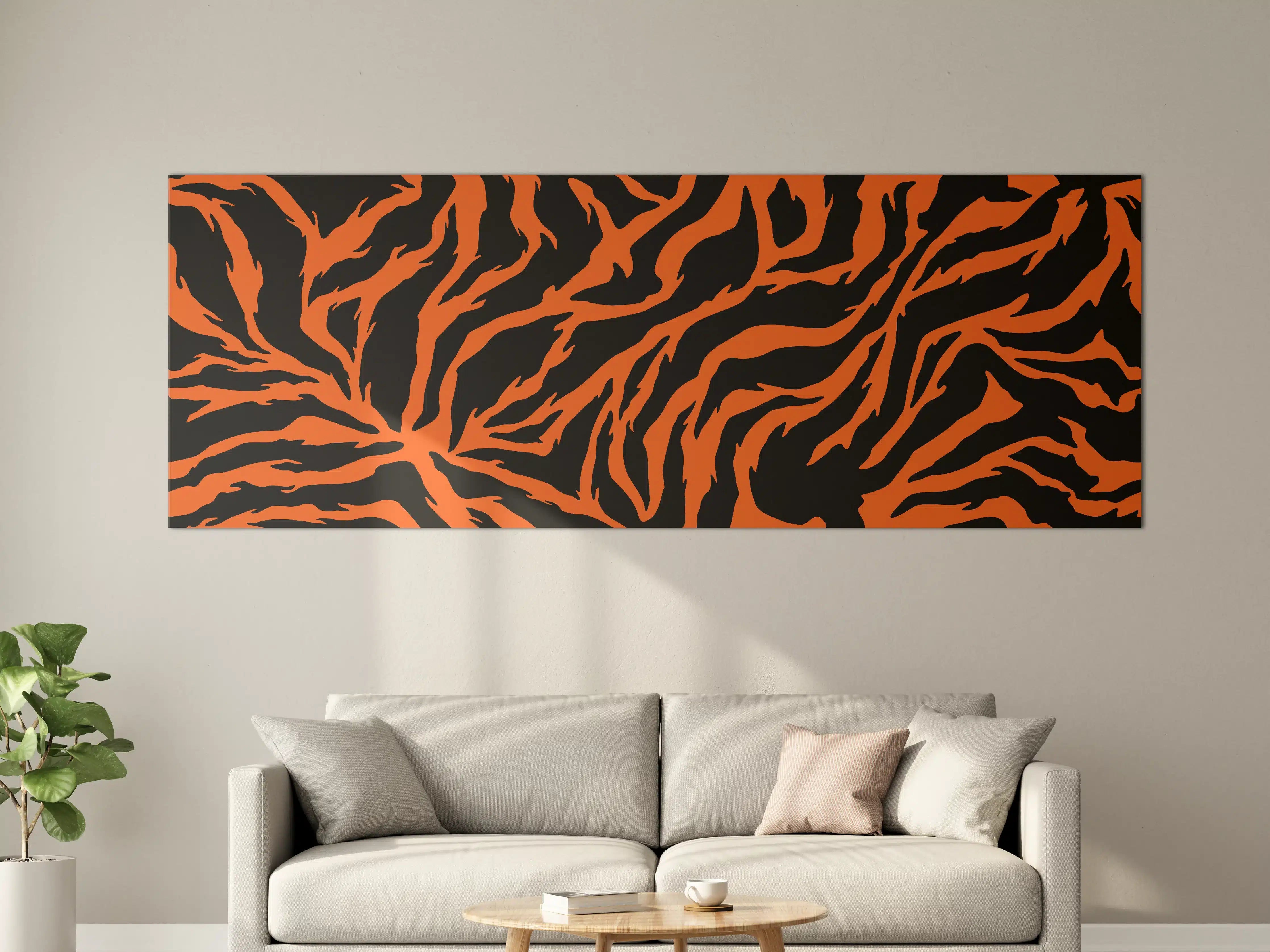 Große Wandbilder - Dynamisches Tiermuster in Orange und Schwarz