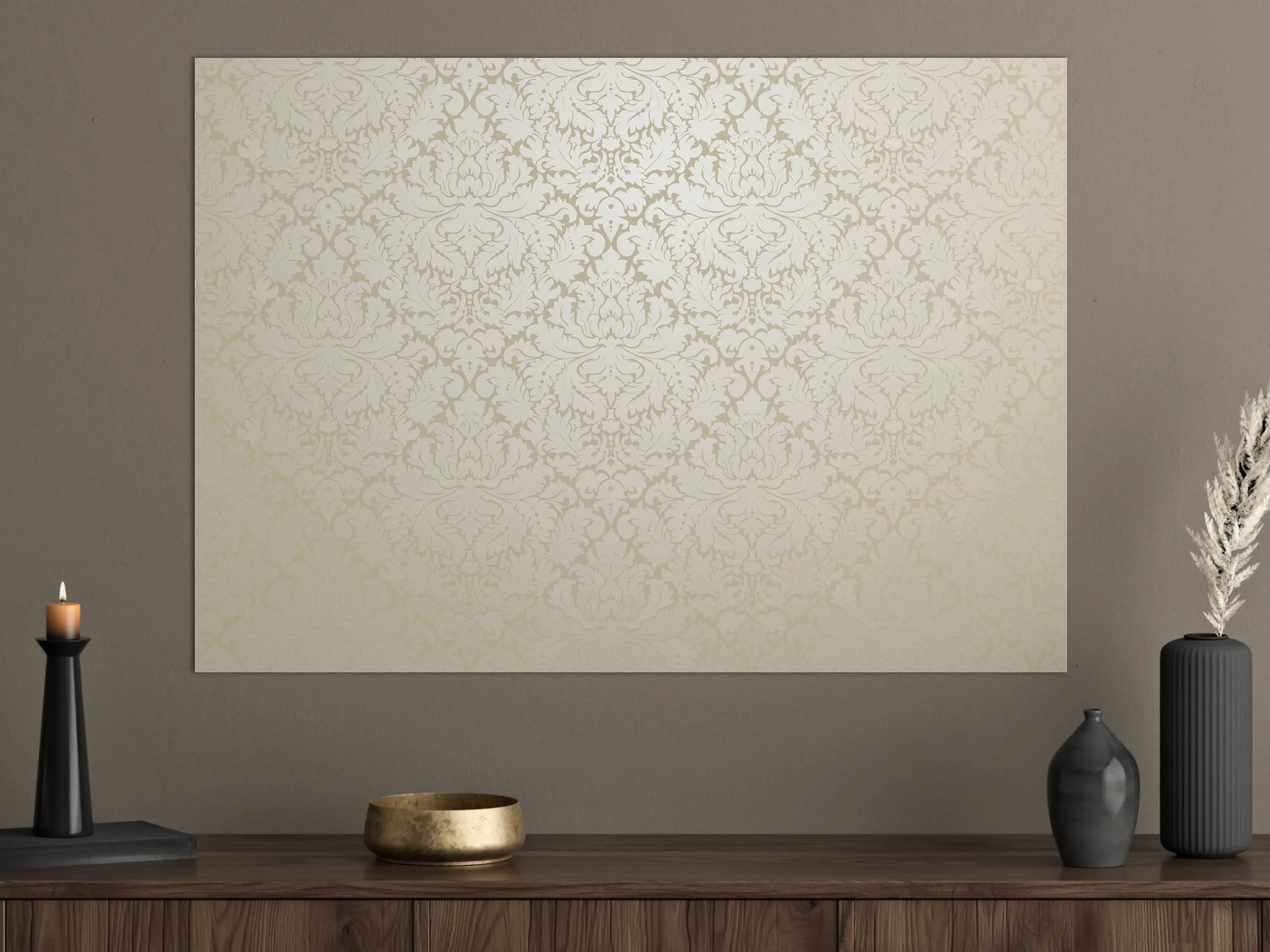 Große Wandbilder - Edle Creme-Gold Damast-Tapete