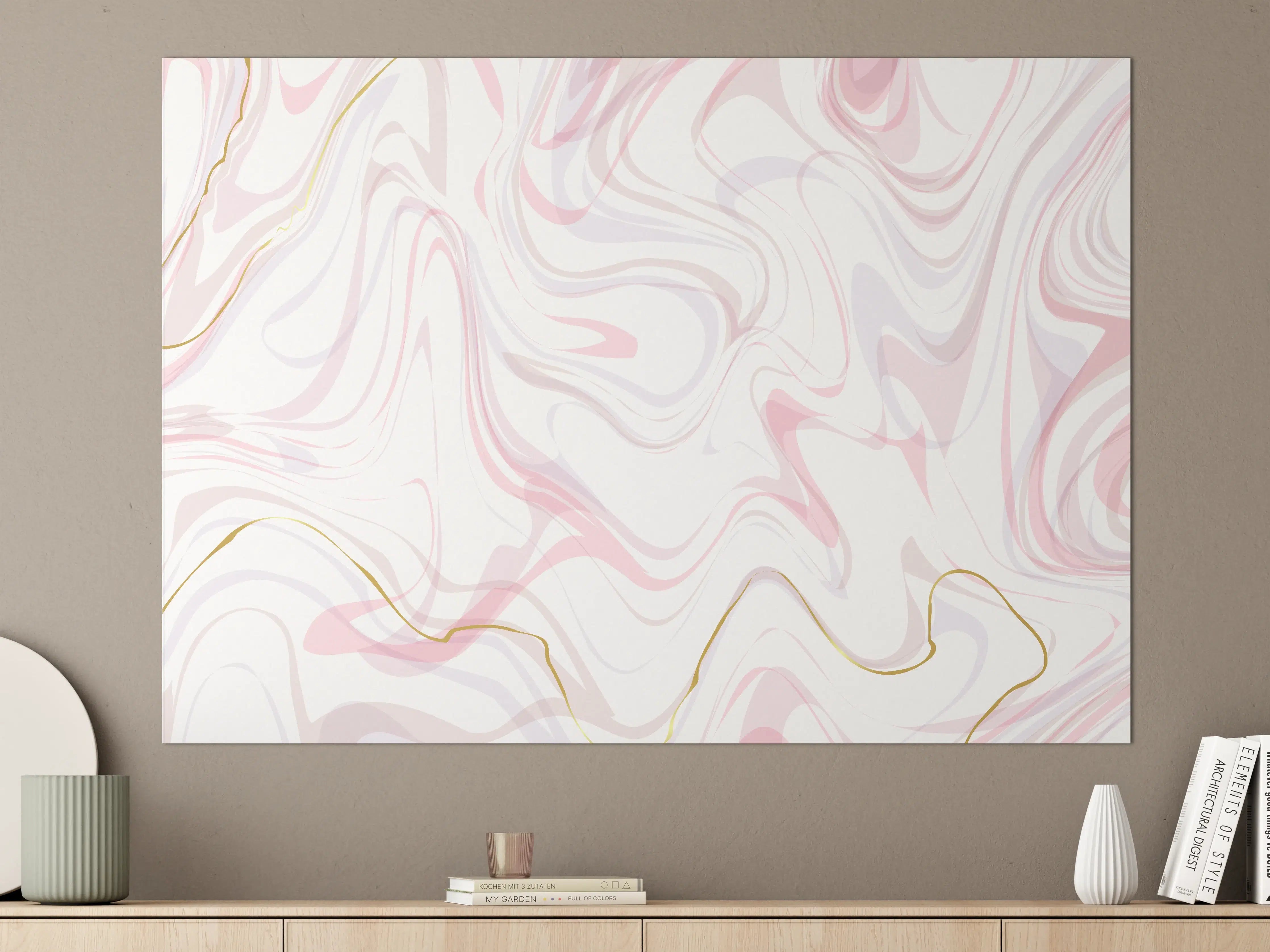 Große Wandbilder - Edle Marmoroptik in Rosé-Weiß