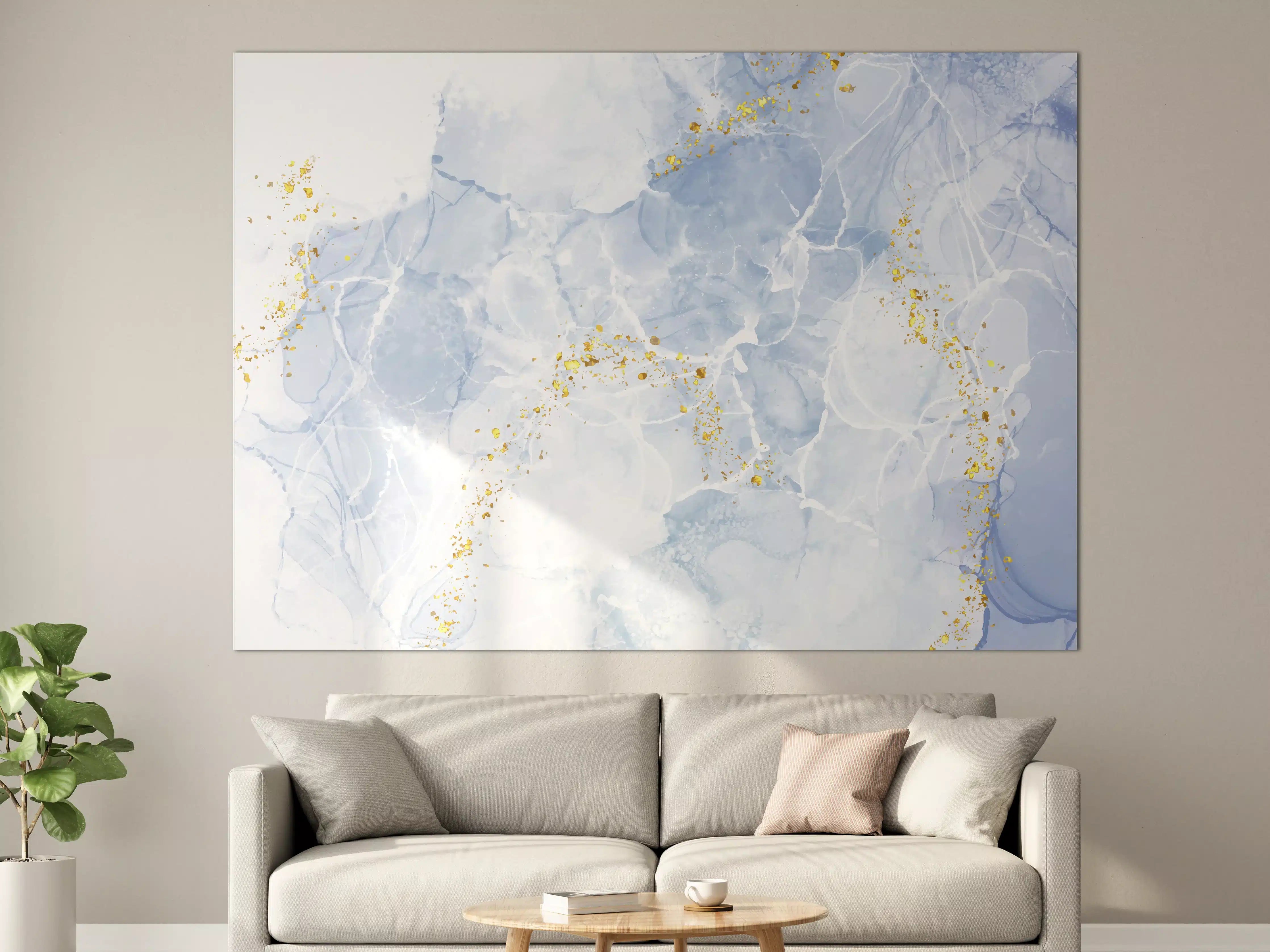 Große Wandbilder - Eisiges Blau mit Goldakzenten