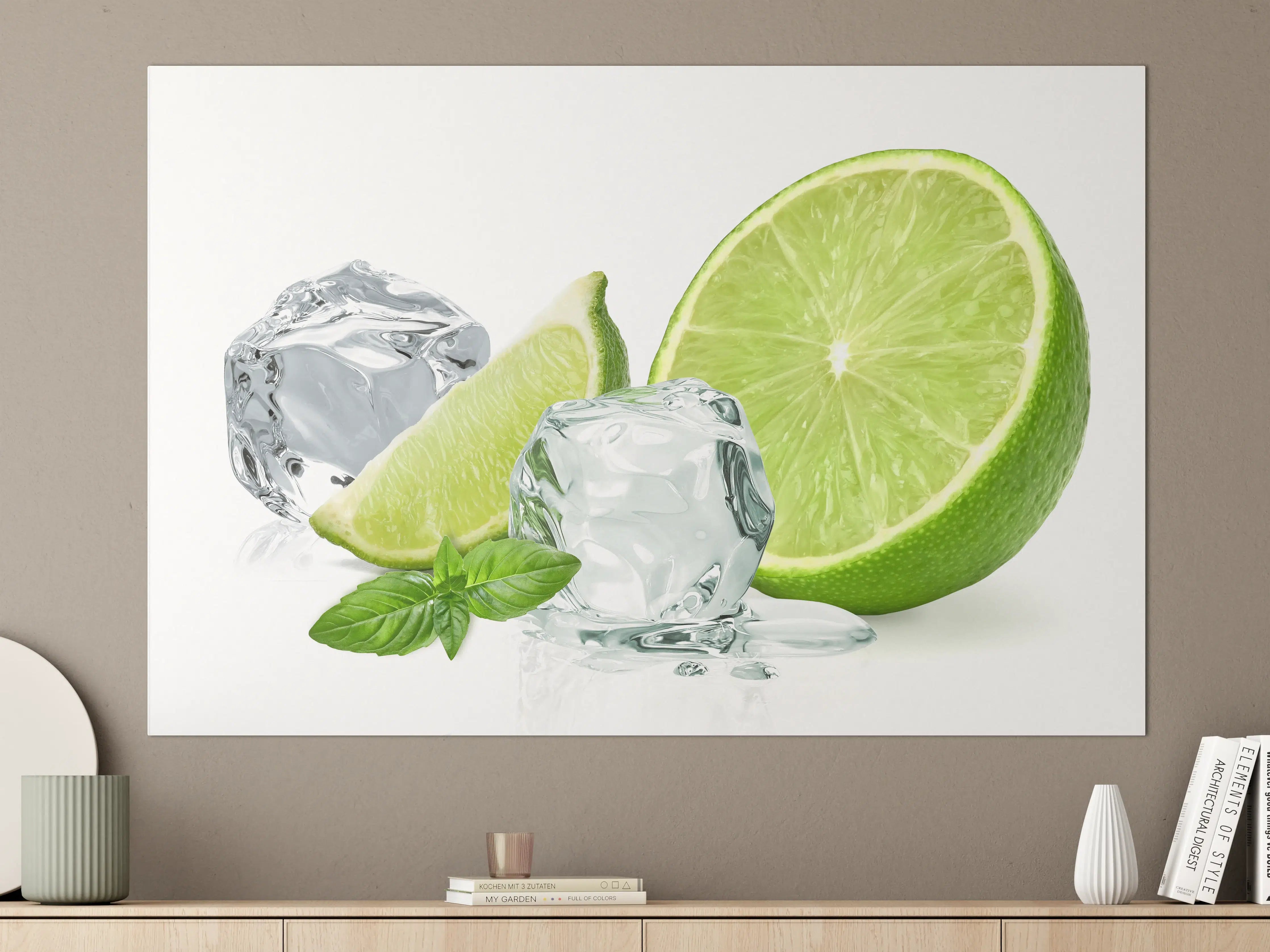 Große Wandbilder - Eiswürfel mit saftiger Limette
