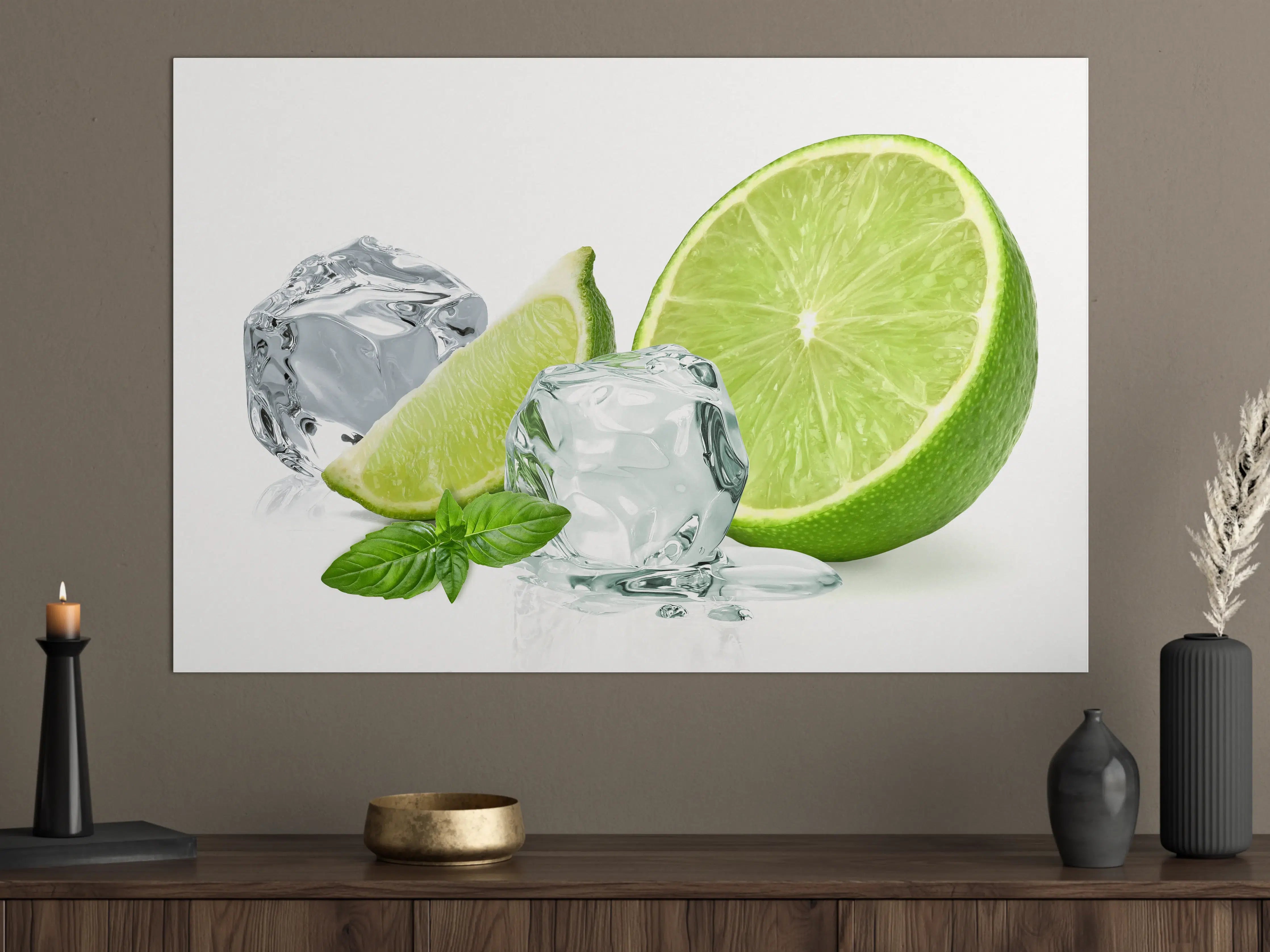 Große Wandbilder - Eiswürfel mit saftiger Limette