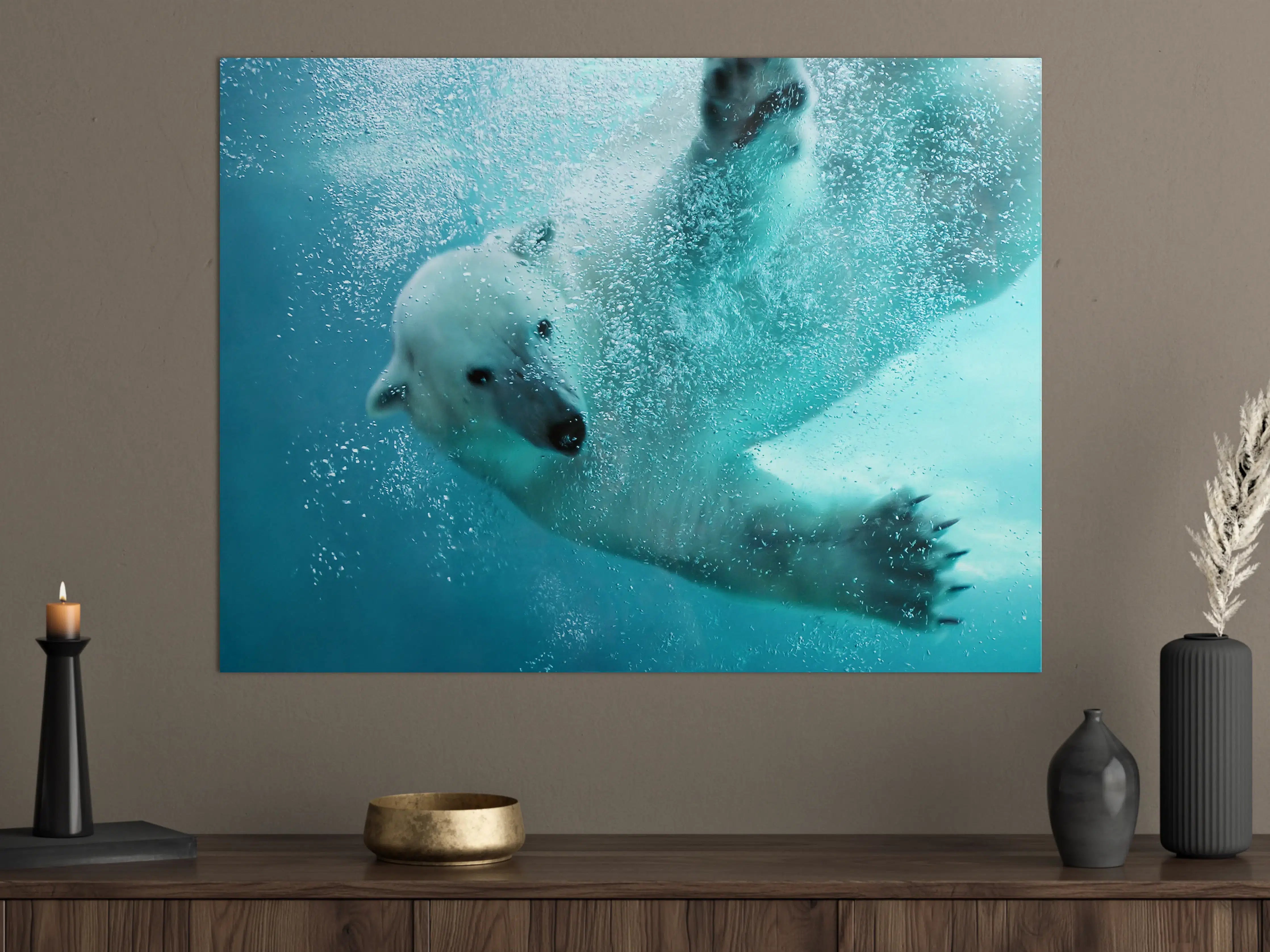 Große Wandbilder - Eiszeit-Polarbär unter Wasser
