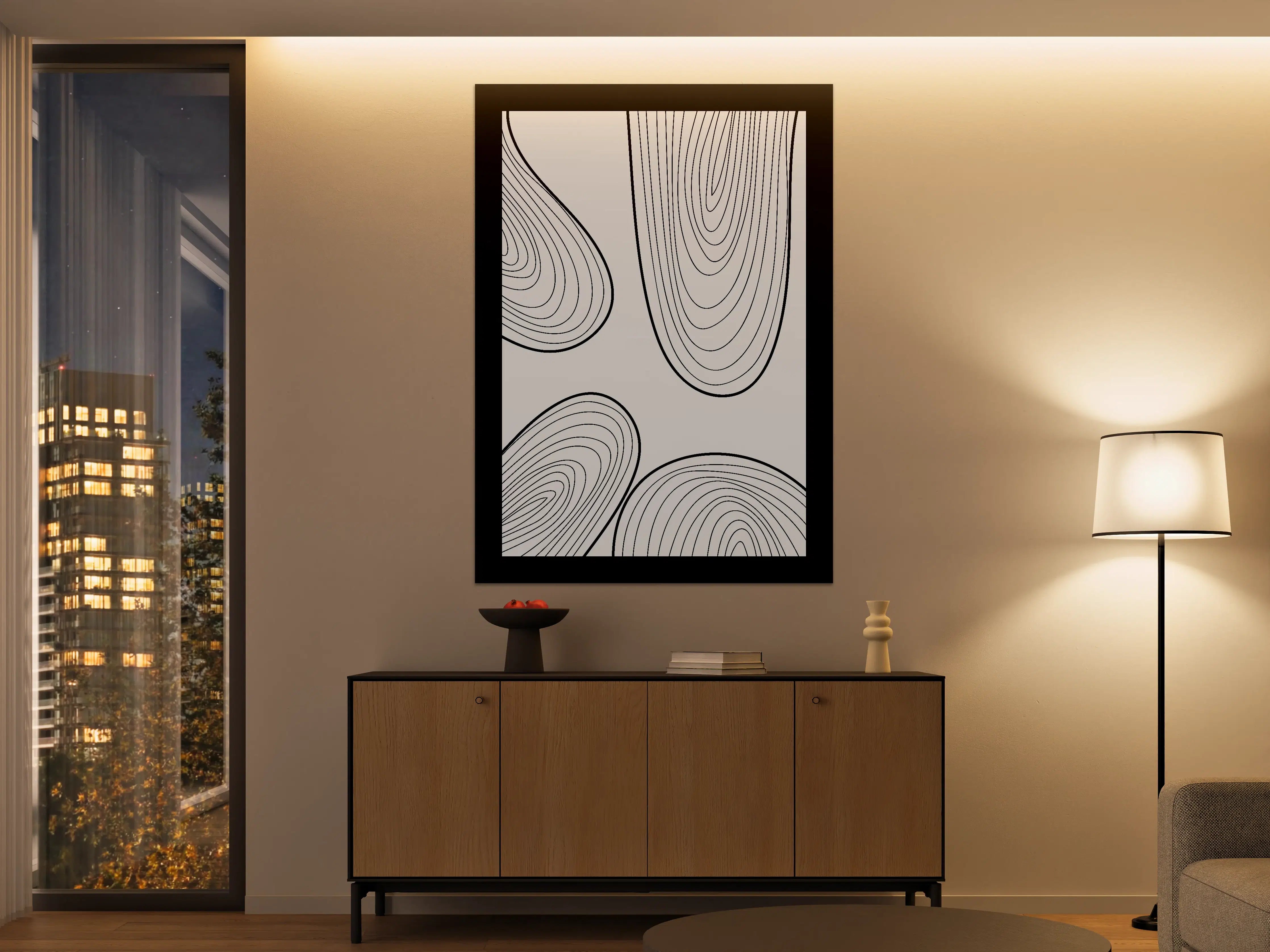 Große Wandbilder - Elegant Black and White Line Art