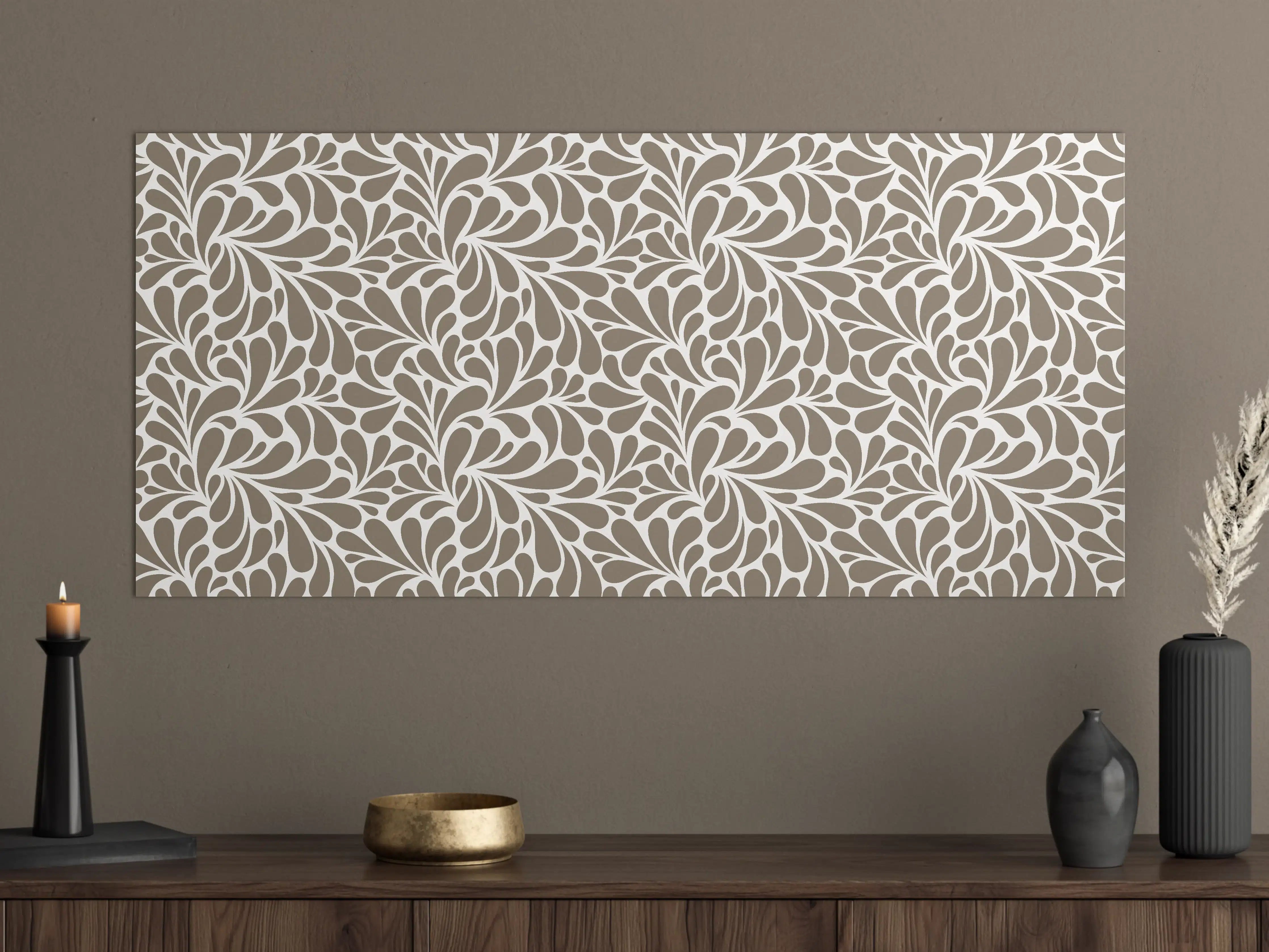 Große Wandbilder - Elegant Blumenmuster in Taupe und Weiß