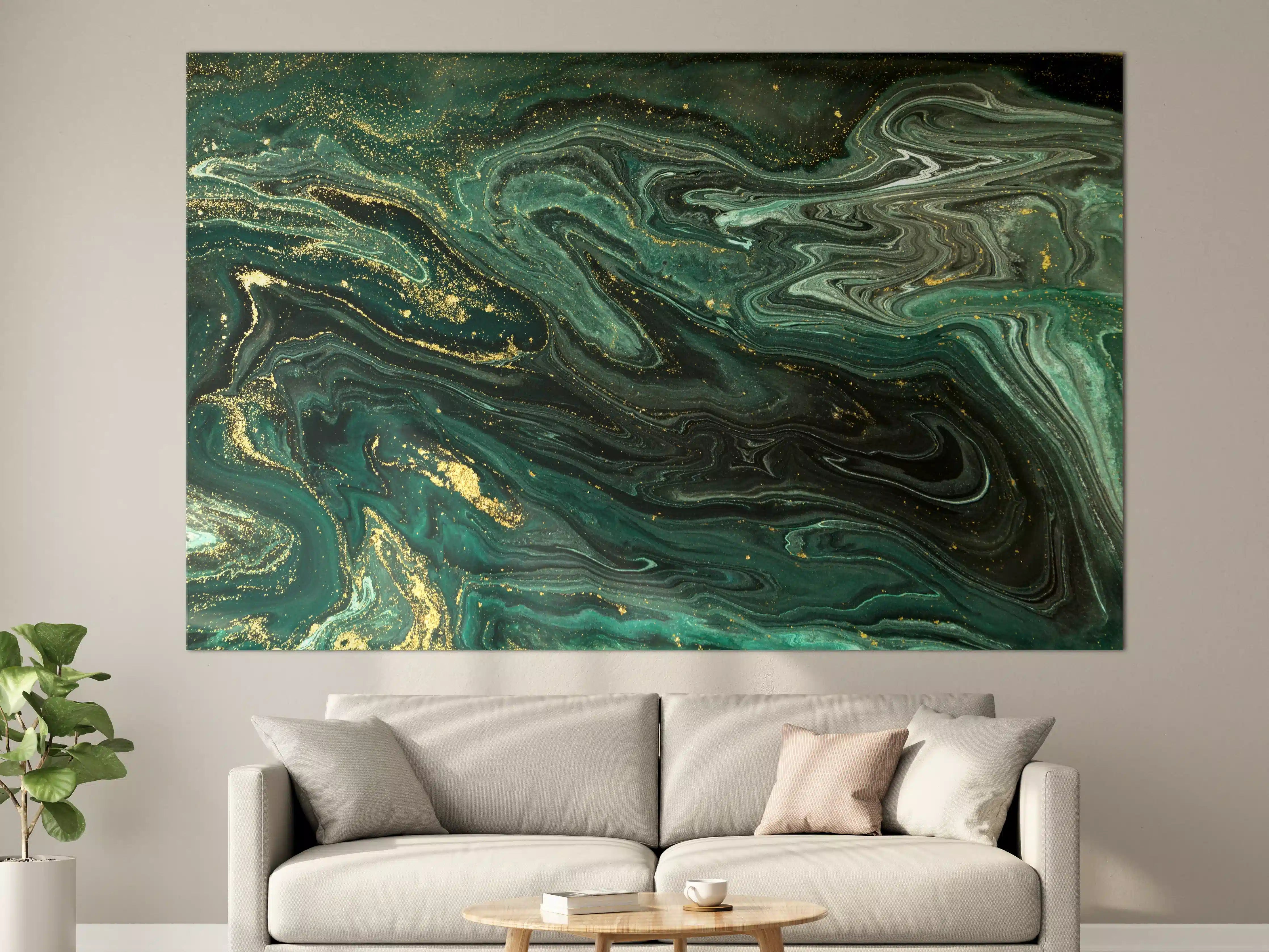 Große Wandbilder - Elegant Grau-Weiß Marmor mit Goldakzenten