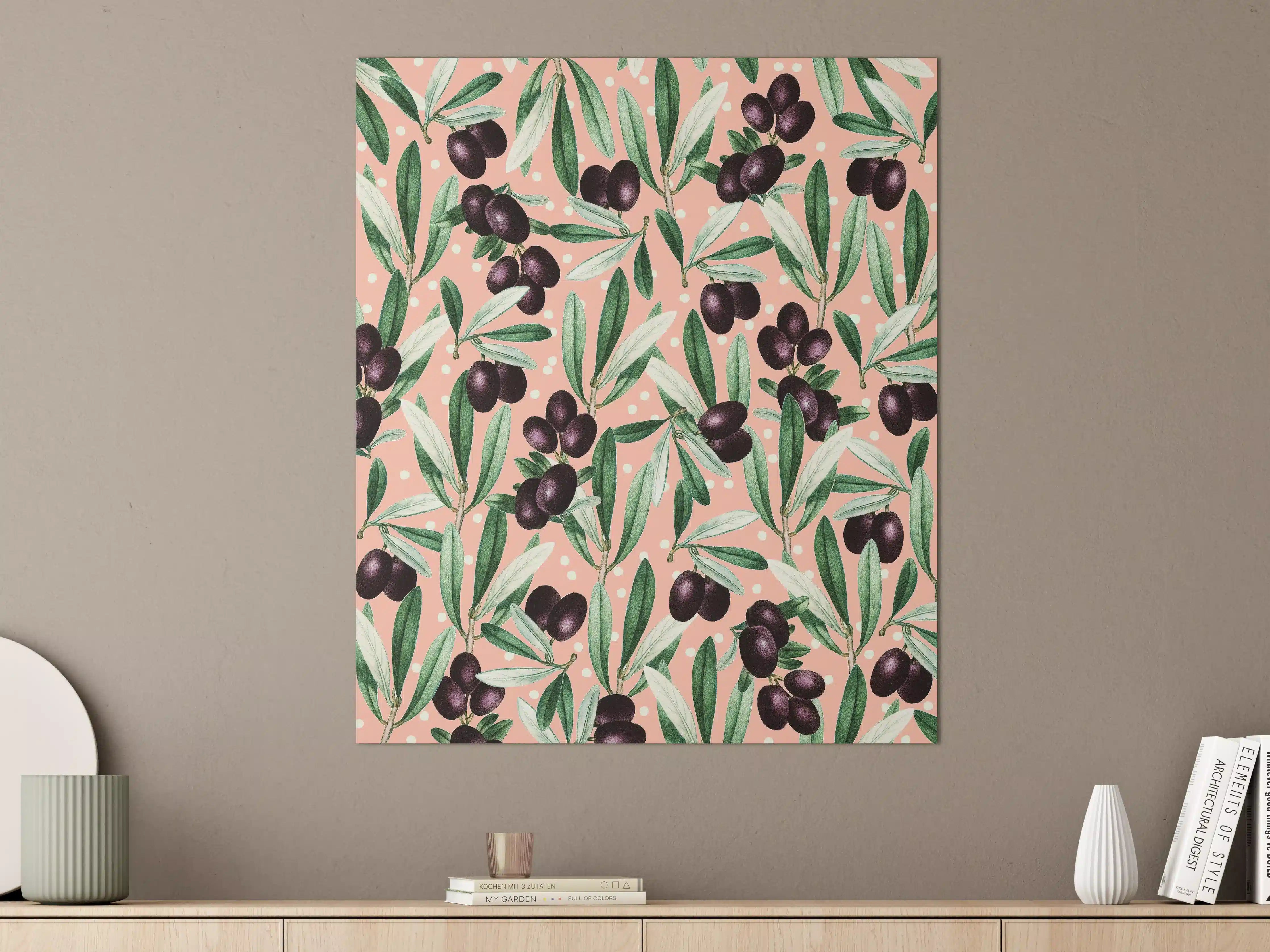 Große Wandbilder - Elegant Olive Branches in Sanften Grüntönen