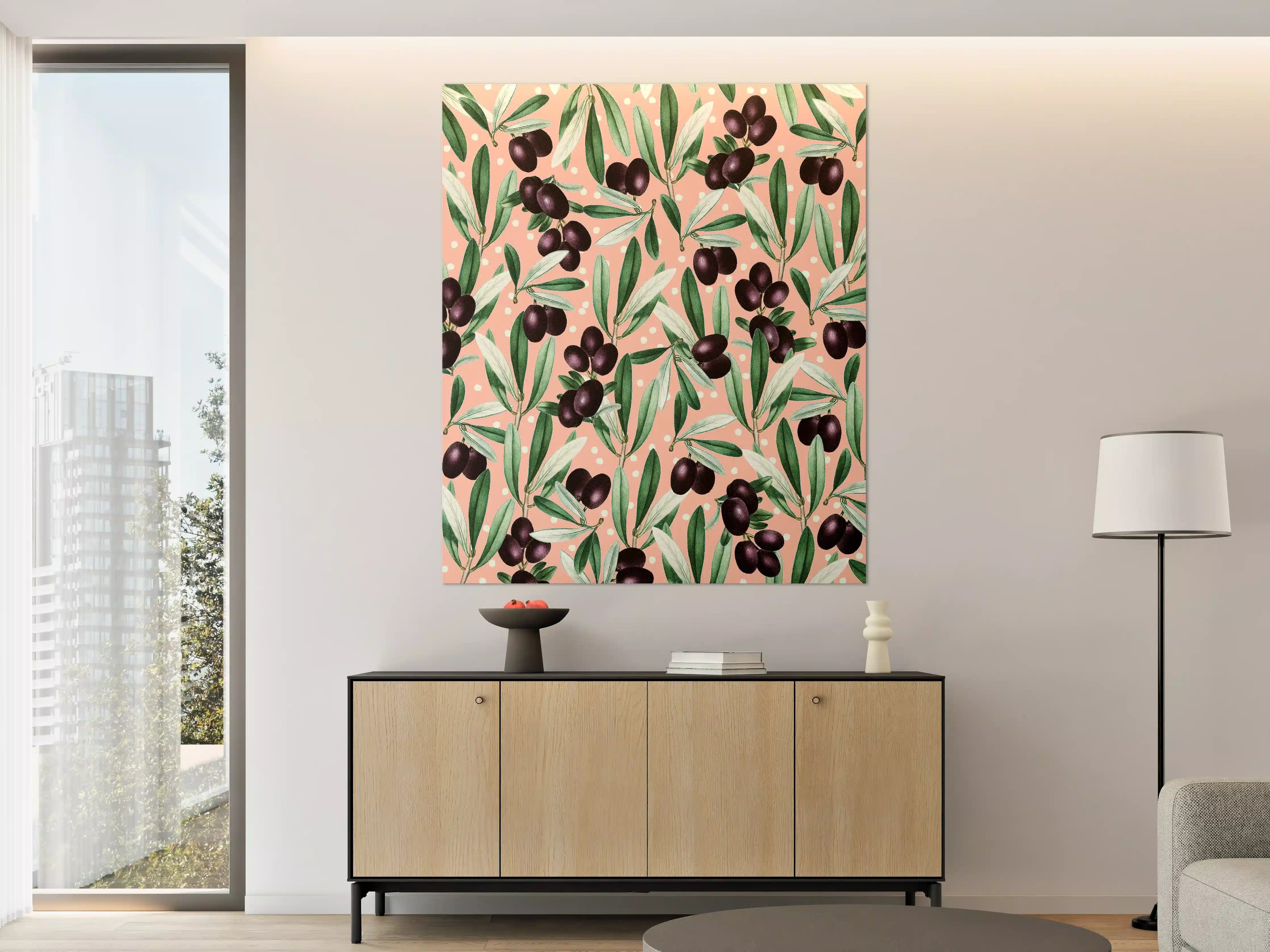 Große Wandbilder - Elegant Olive Branches in Sanften Grüntönen