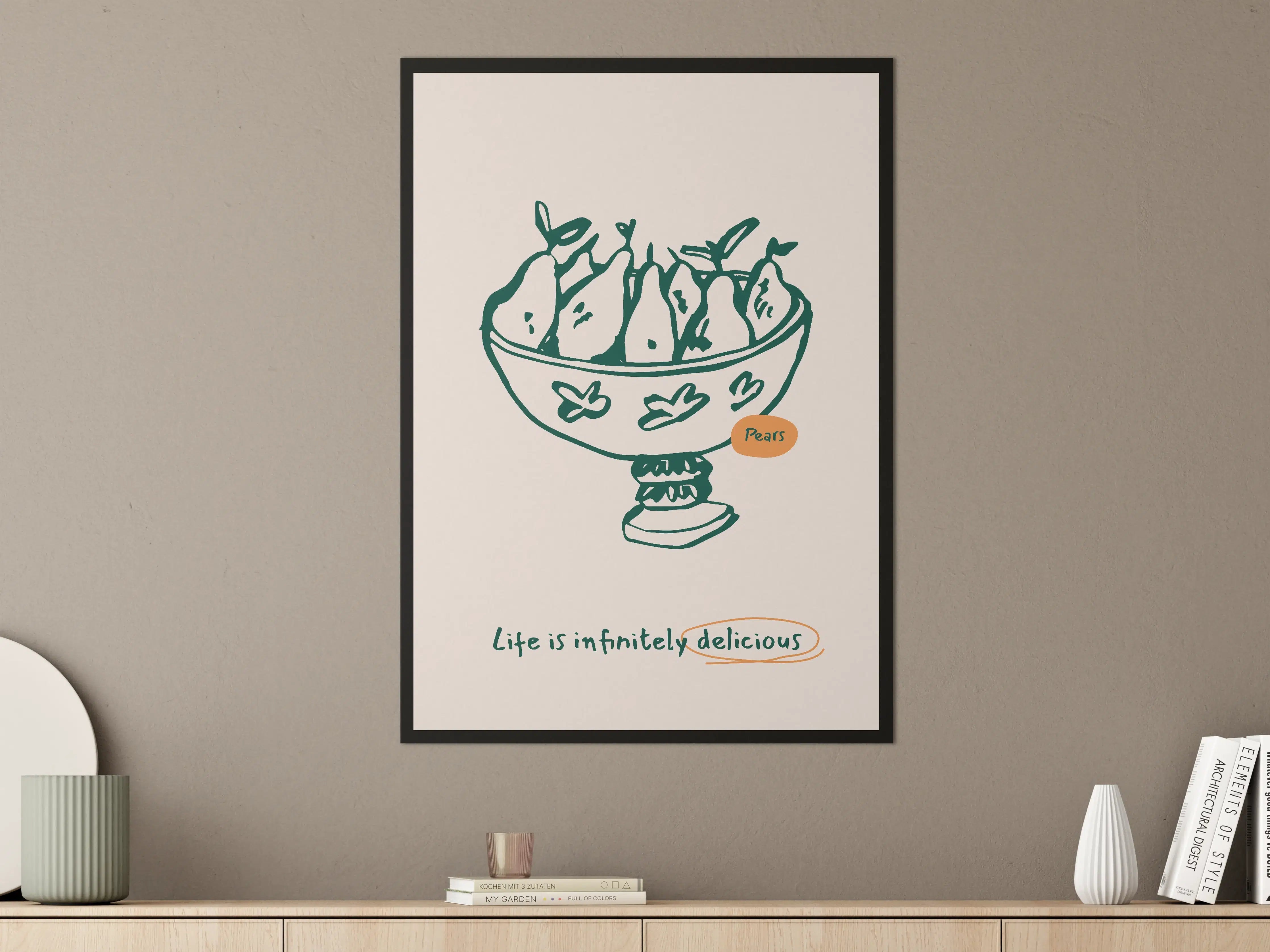 Große Wandbilder - Elegant Pears Illustration mit Spruch