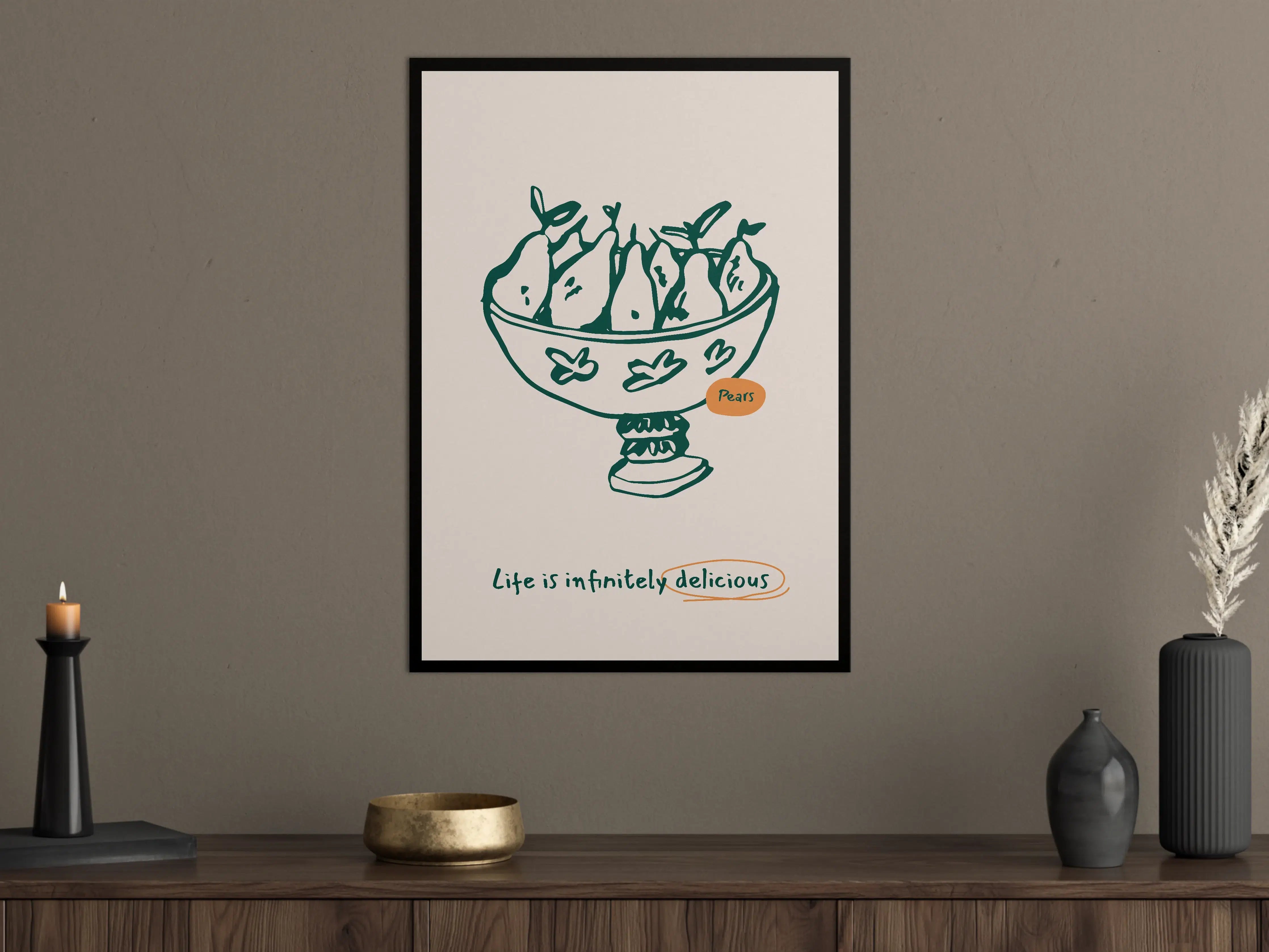 Große Wandbilder - Elegant Pears Illustration mit Spruch