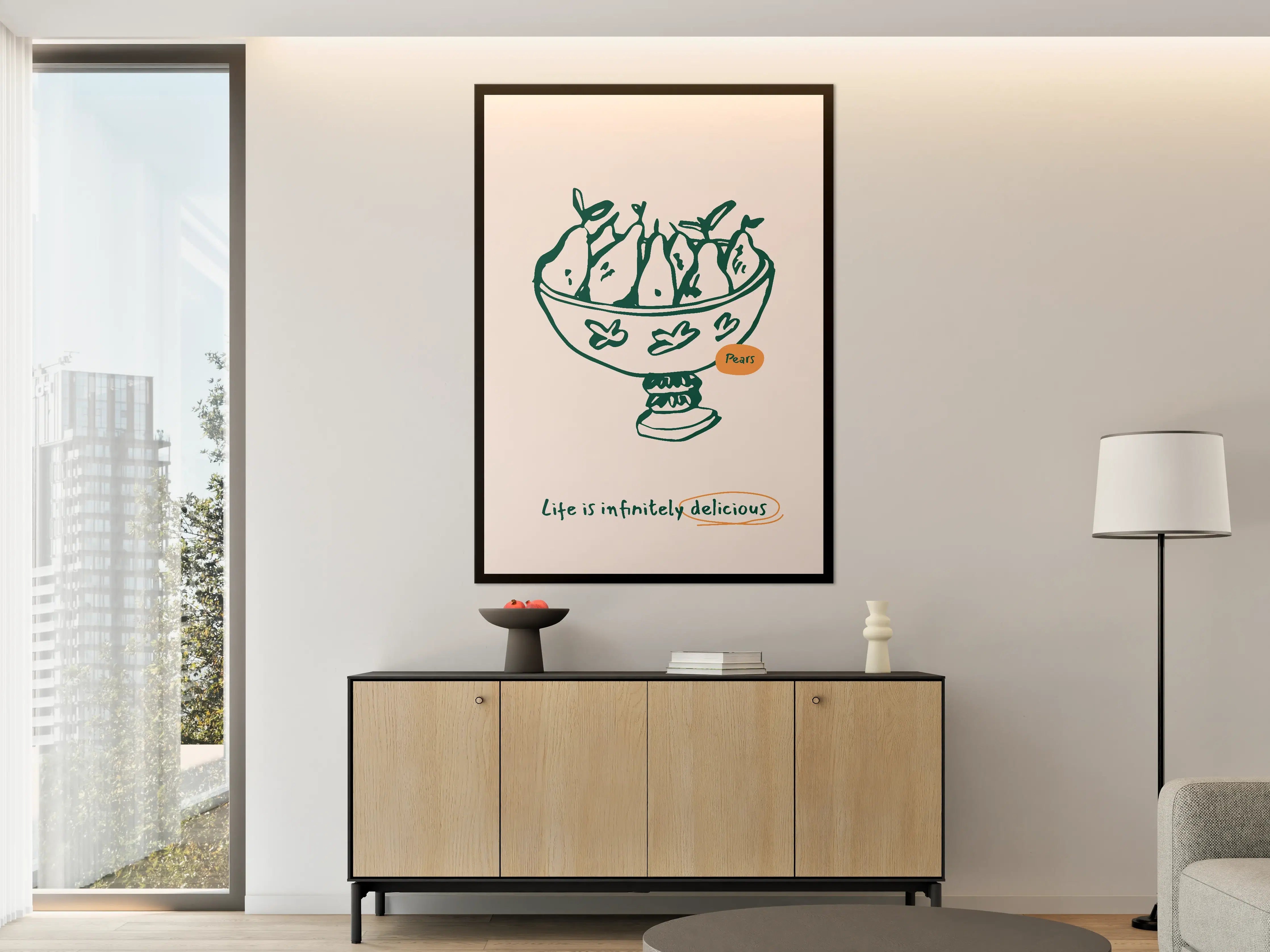 Große Wandbilder - Elegant Pears Illustration mit Spruch