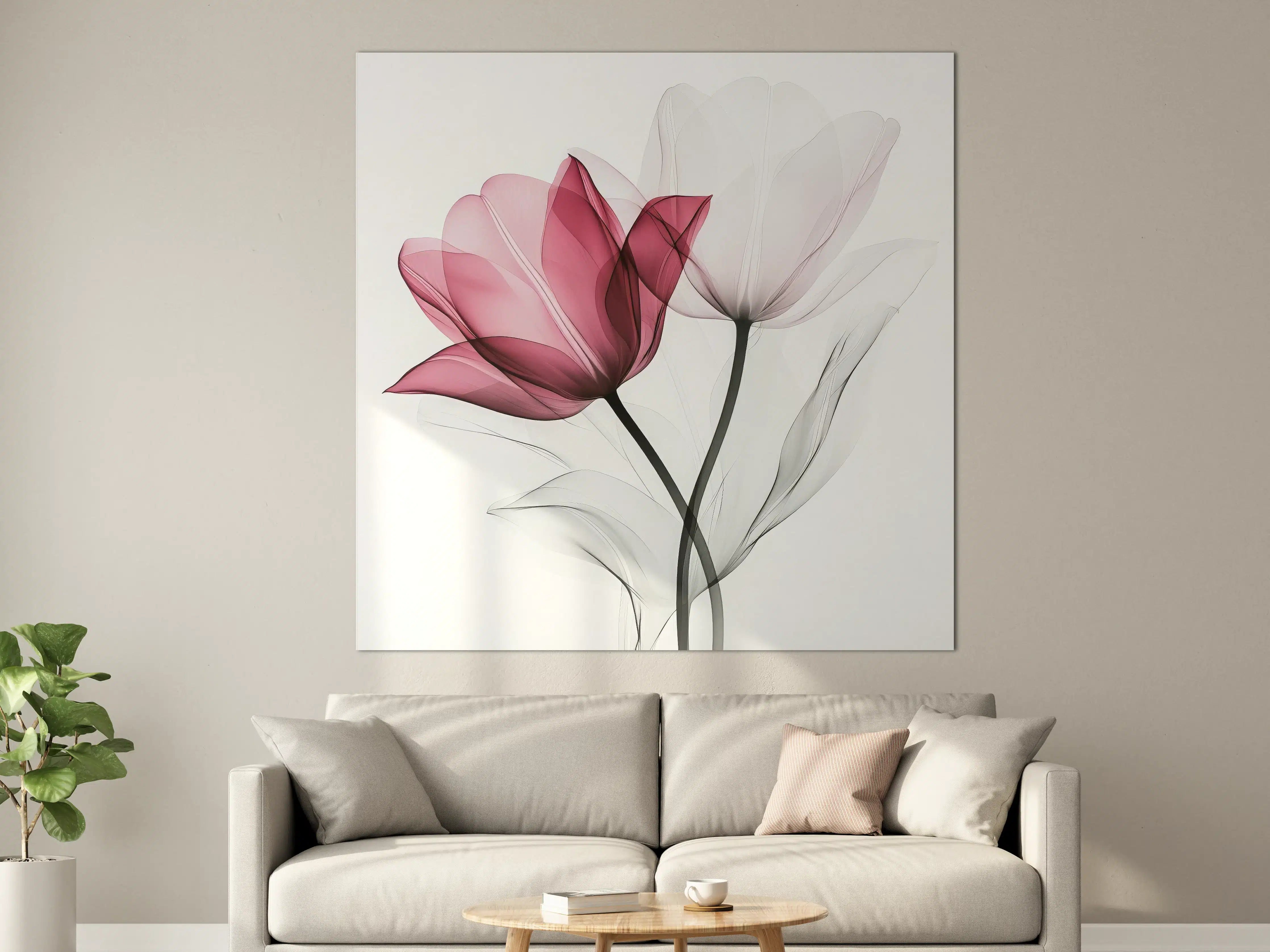 Große Wandbilder - Elegant abstrakte Blumen in zarten Tönen