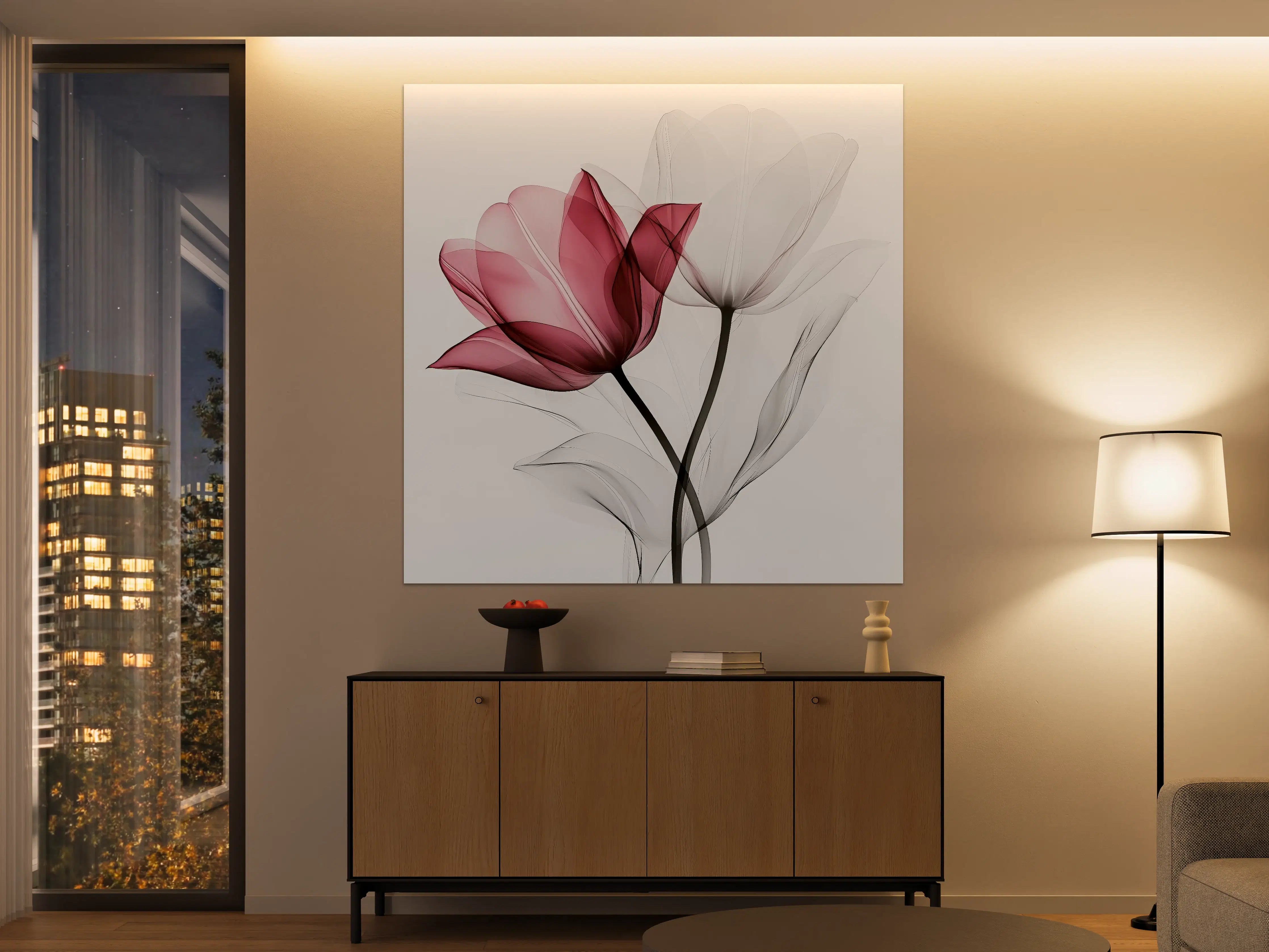 Große Wandbilder - Elegant abstrakte Blumen in zarten Tönen