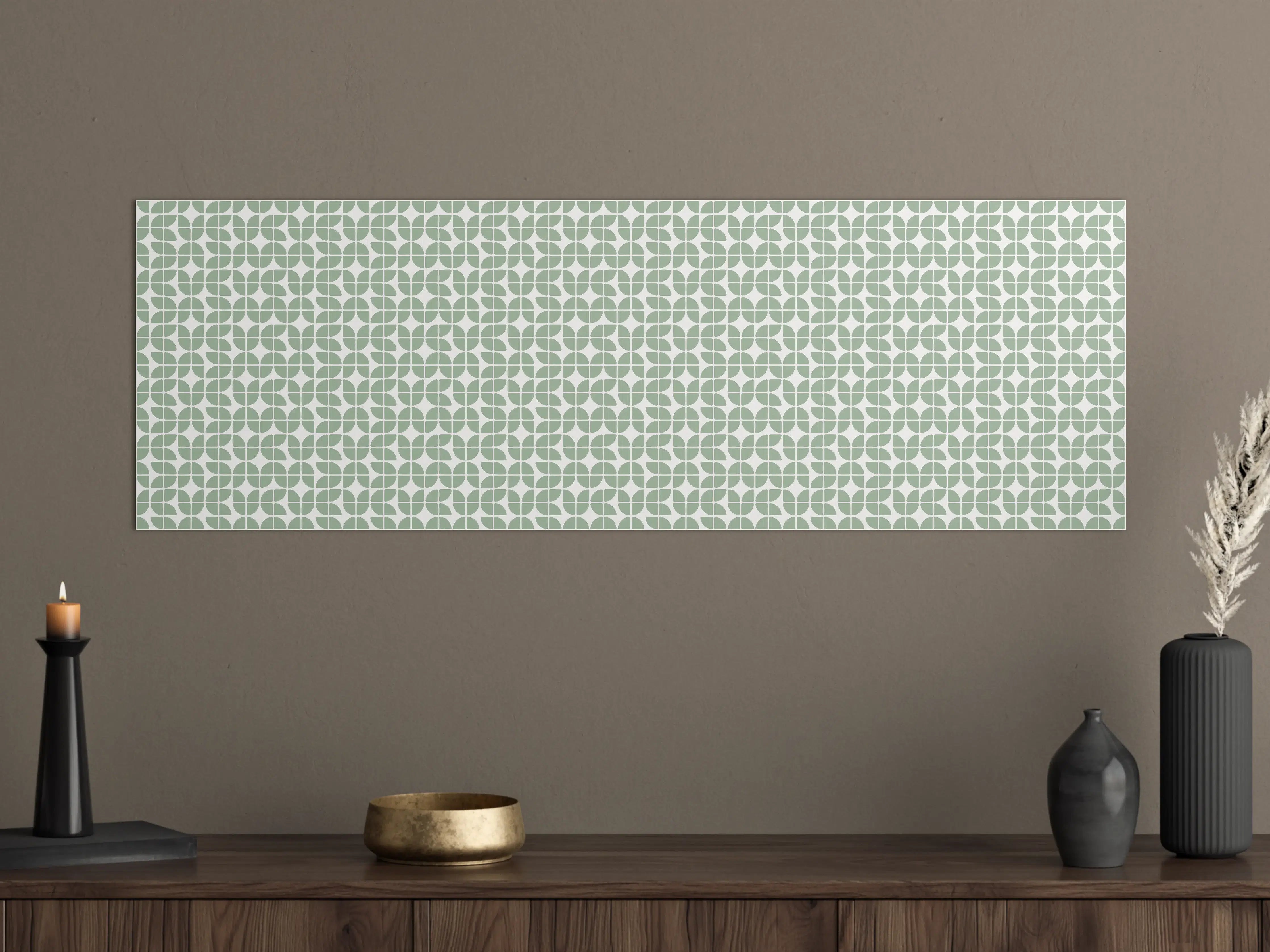 Große Wandbilder - Elegant grün-weiße Musterwandgestaltung
