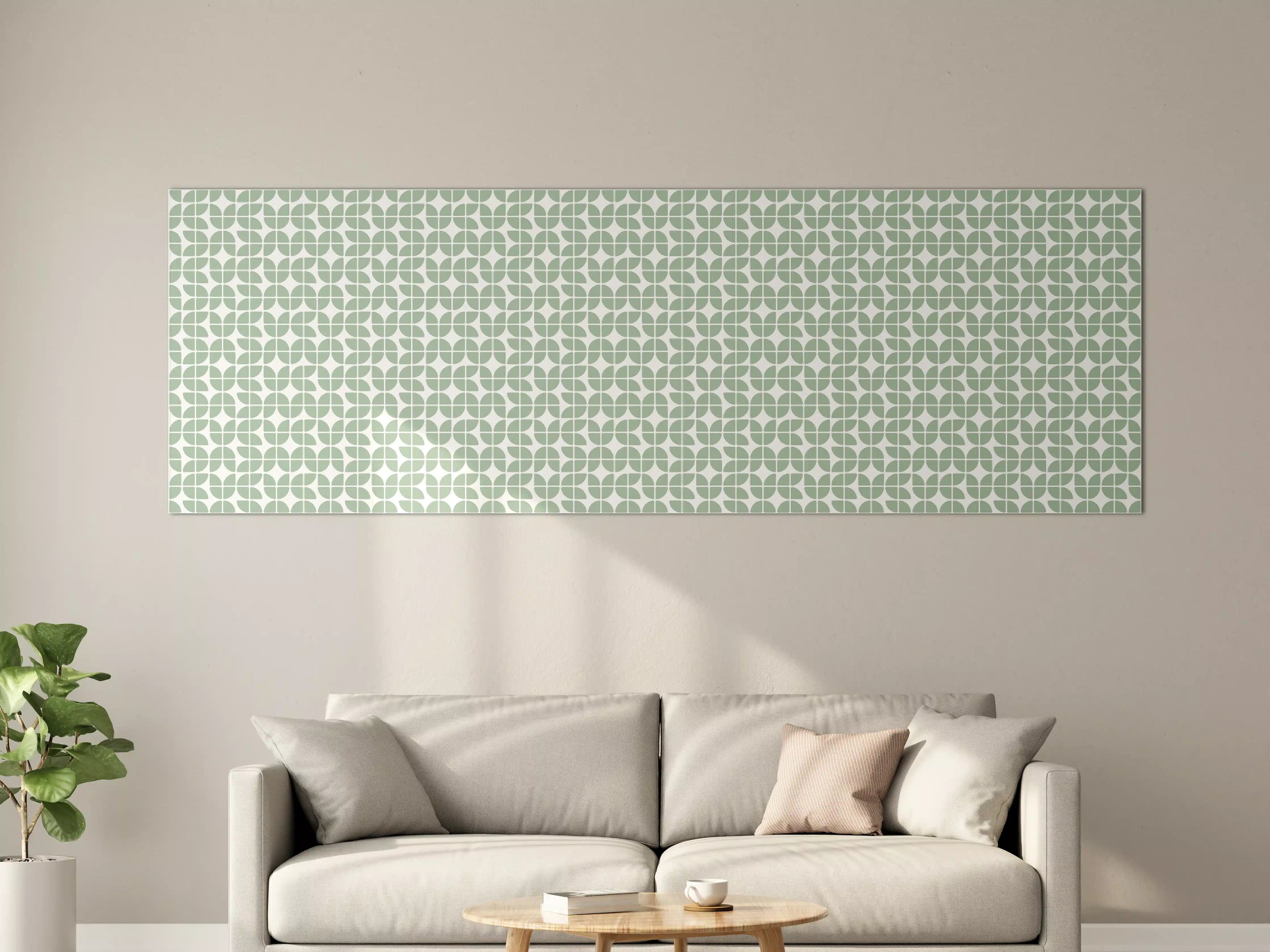Große Wandbilder - Elegant grün-weiße Musterwandgestaltung