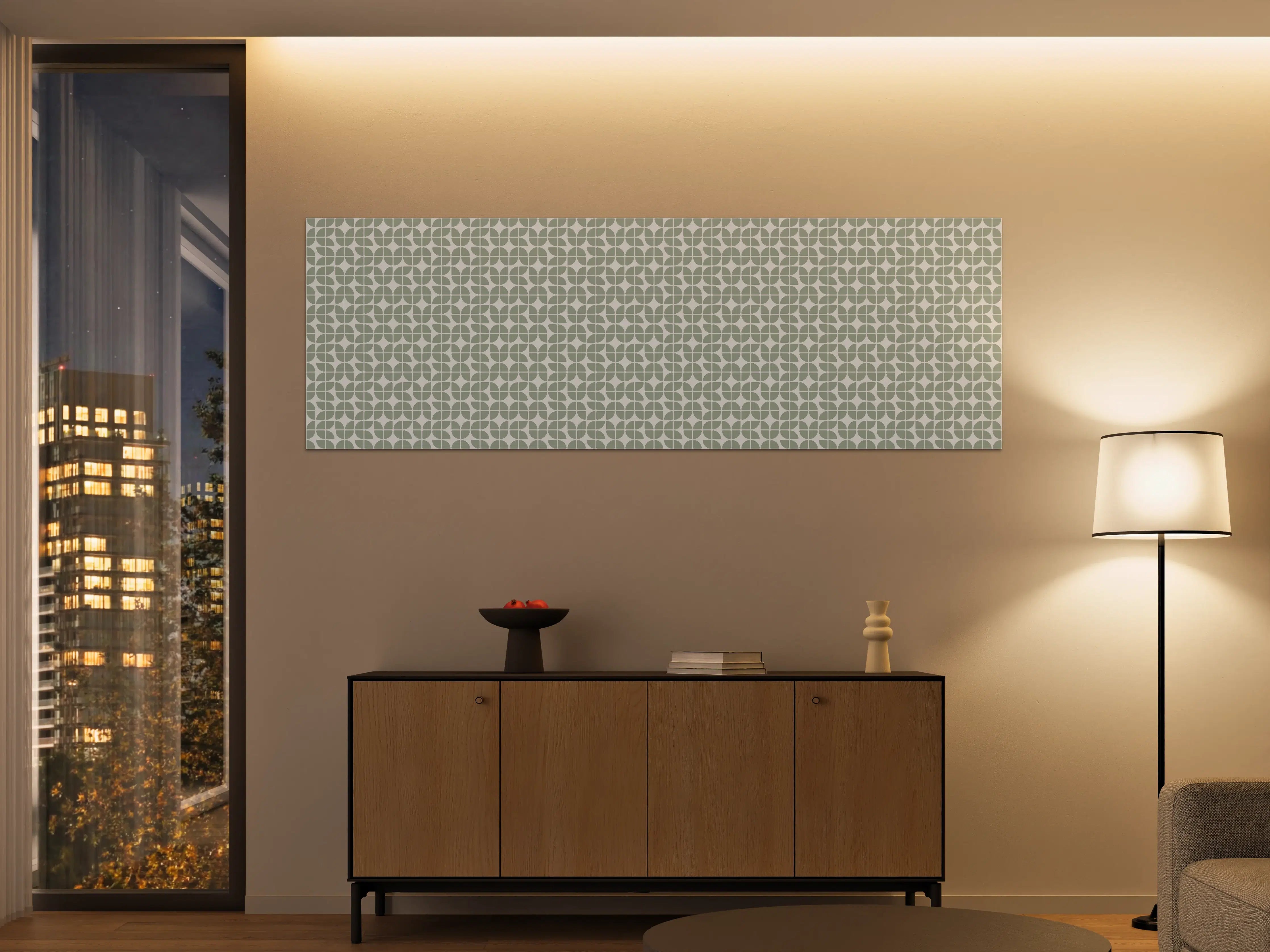 Große Wandbilder - Elegant grün-weiße Musterwandgestaltung