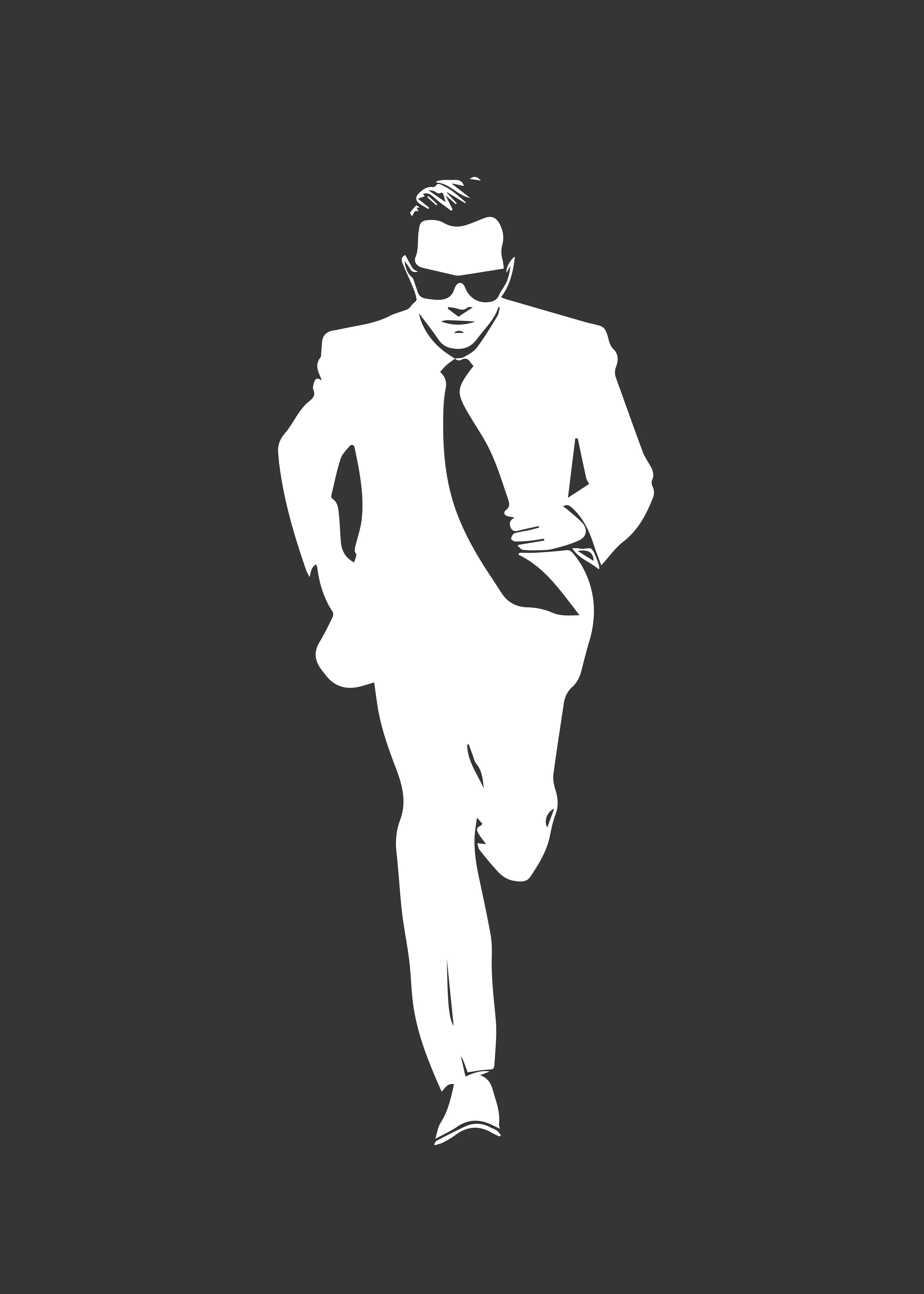 Große Wandbilder-Elegant silhouette of a man in a suit and sunglasses
