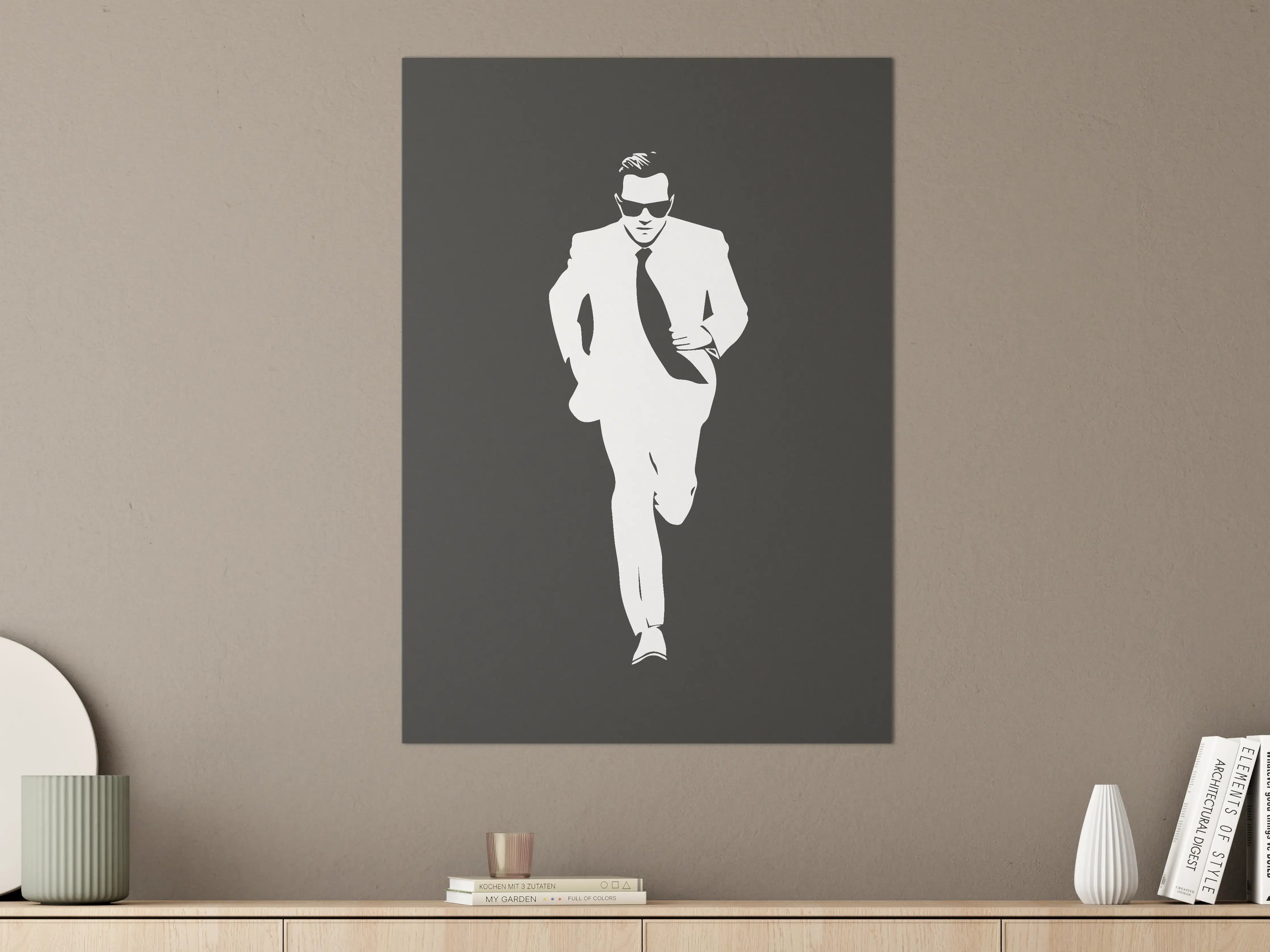 Große Wandbilder - Elegant silhouette of a man in a suit and sunglasses