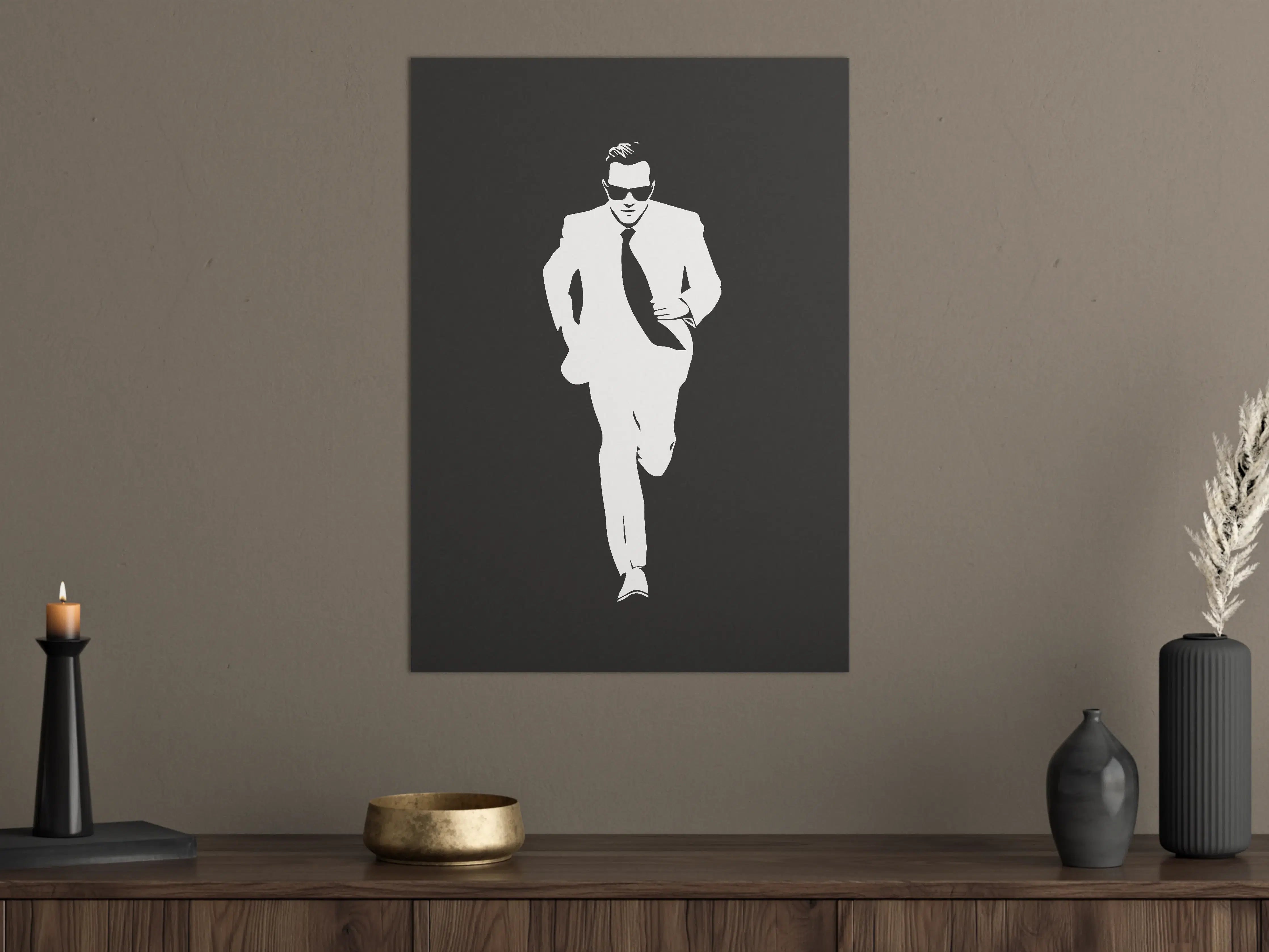 Große Wandbilder - Elegant silhouette of a man in a suit and sunglasses