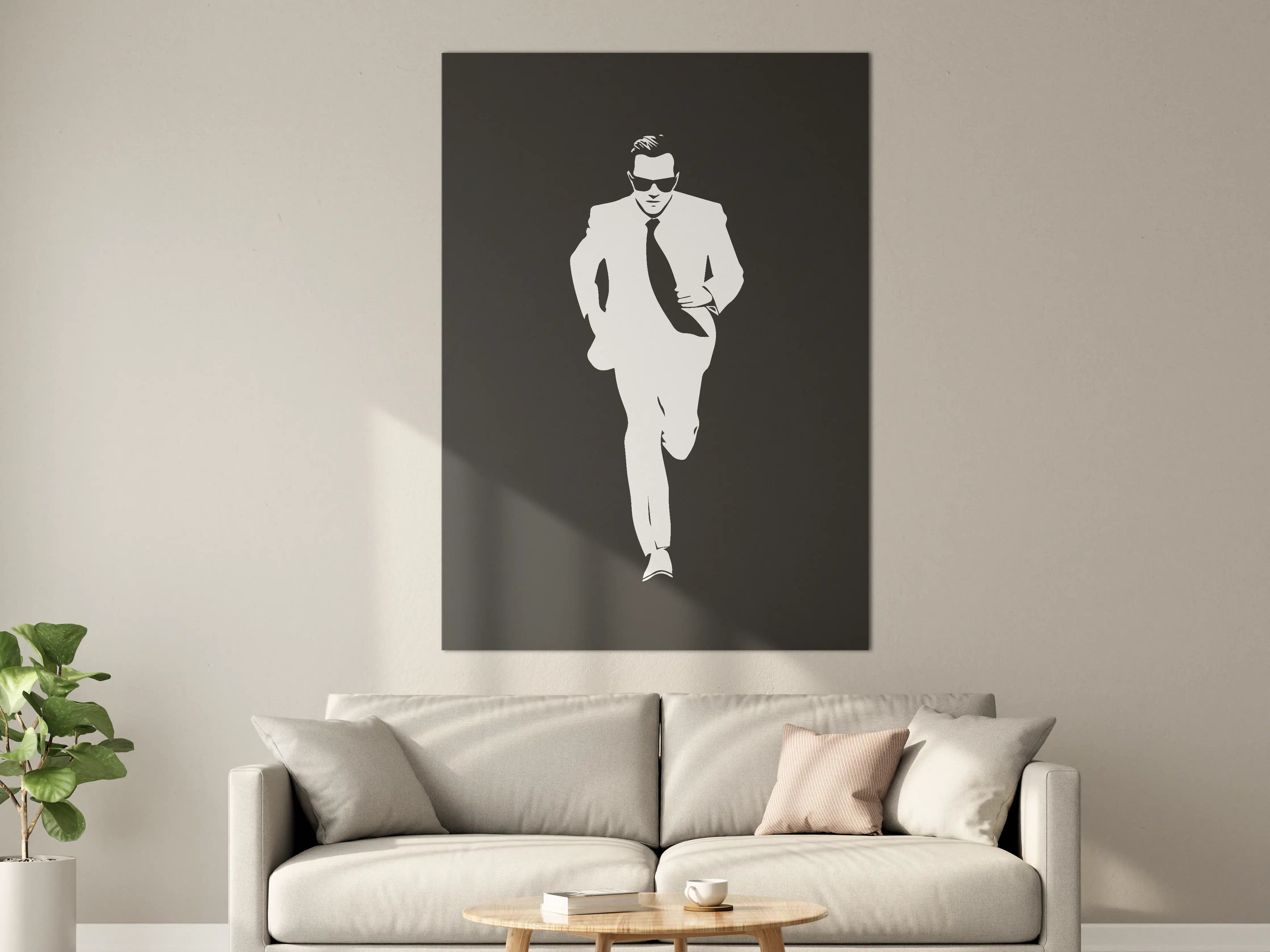 Große Wandbilder - Elegant silhouette of a man in a suit and sunglasses