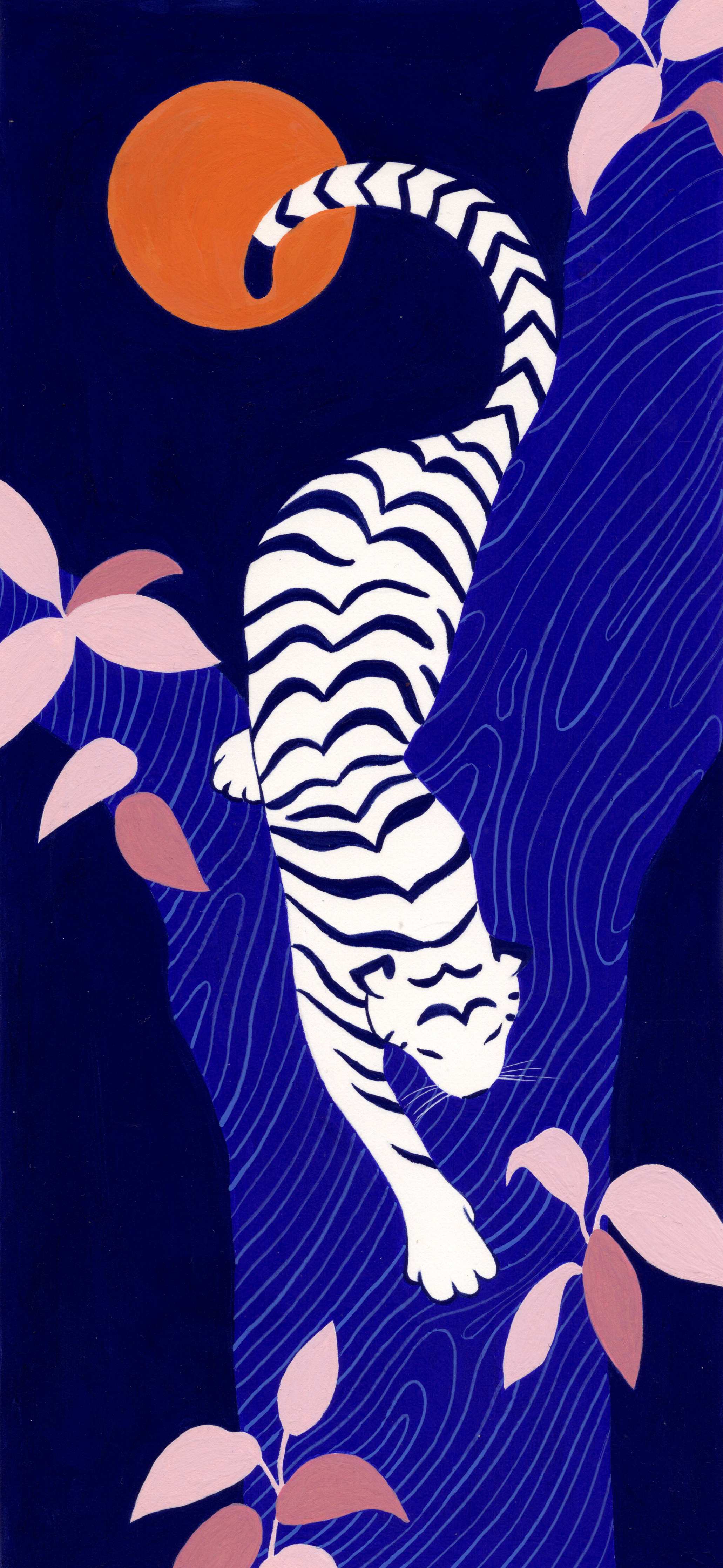 Große Wandbilder-Elegant weißer Tiger in blauer Landschaft