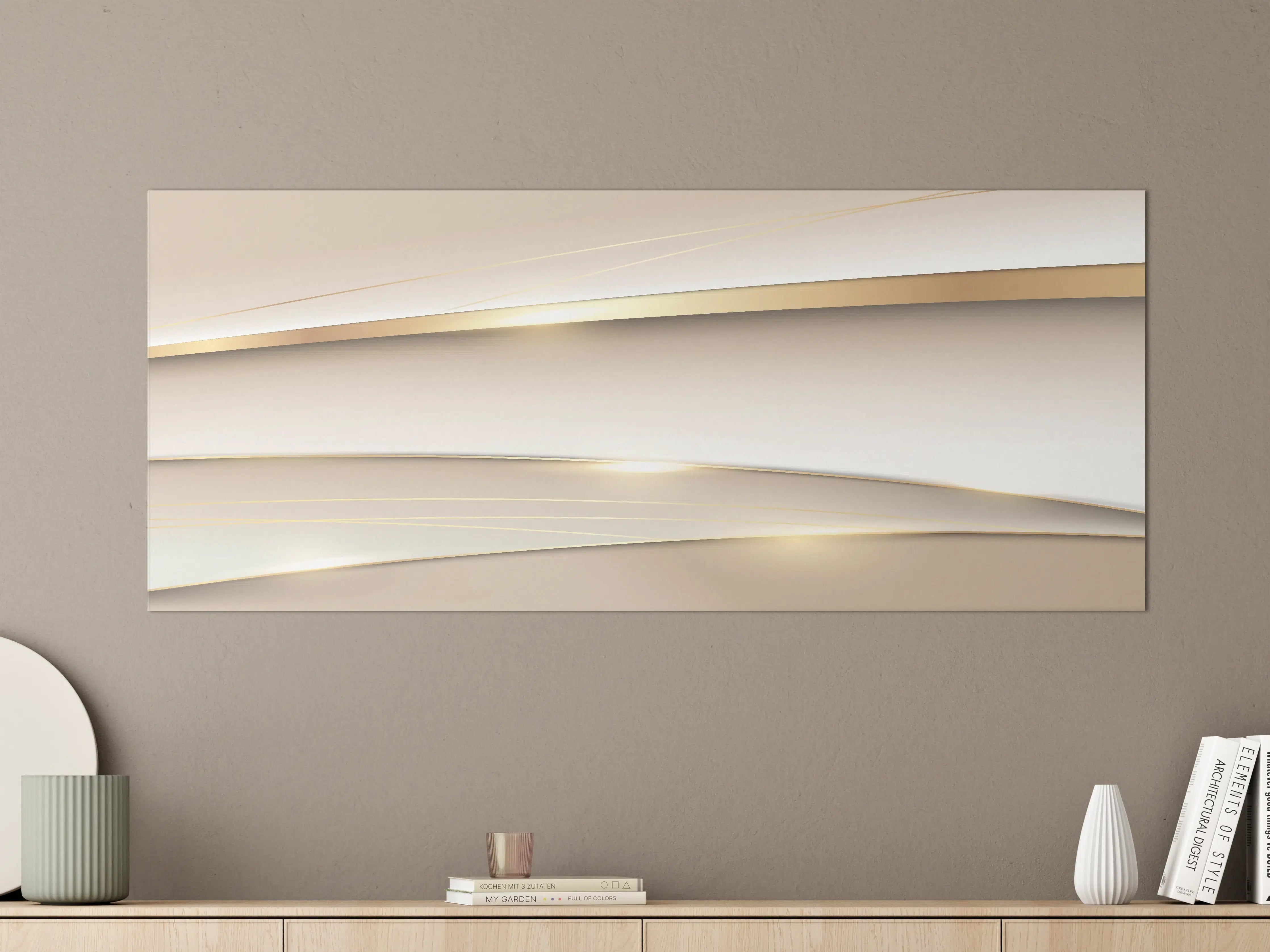 Große Wandbilder - Elegante Abstrakte Goldweiß Design