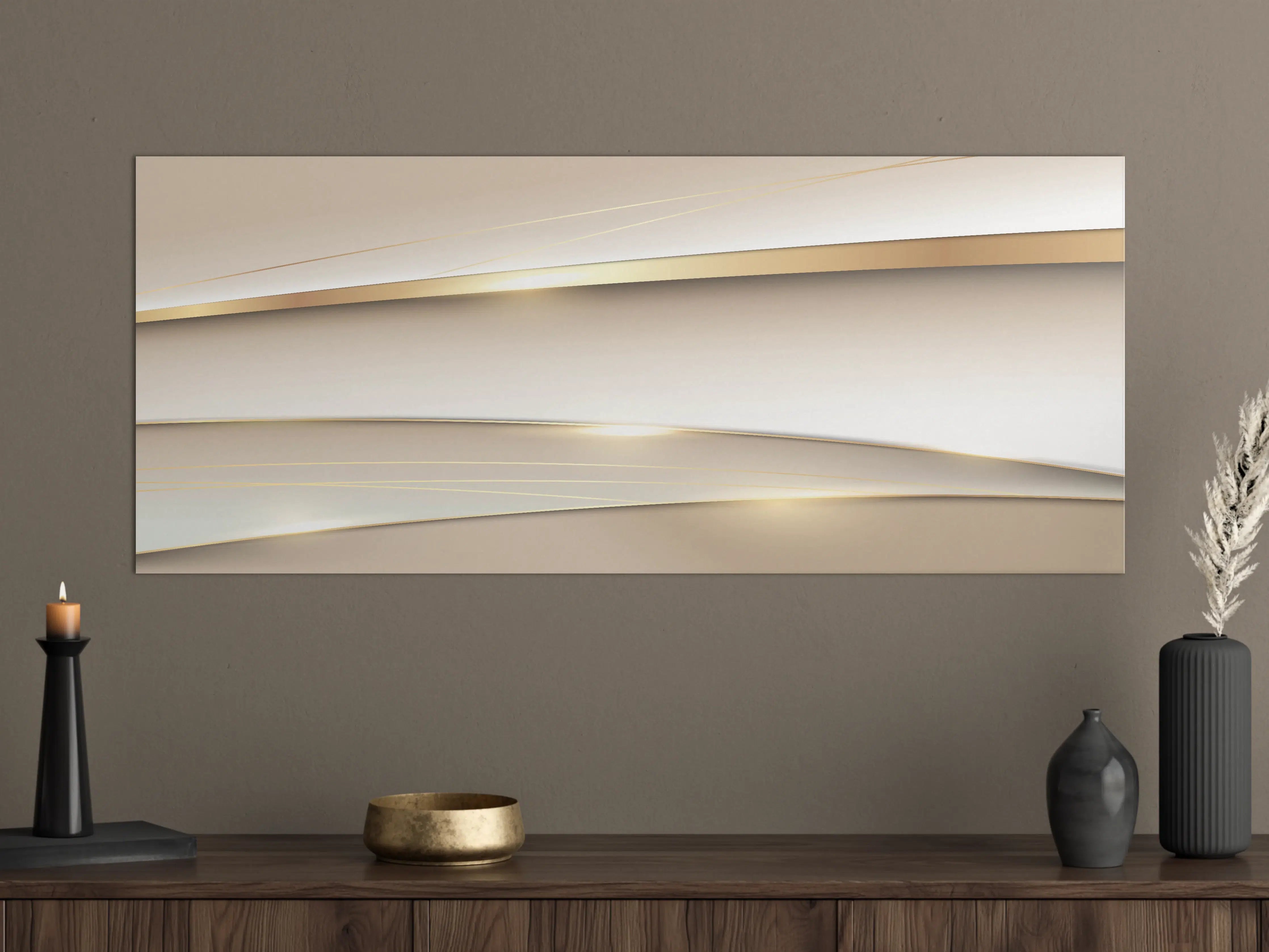 Große Wandbilder - Elegante Abstrakte Goldweiß Design