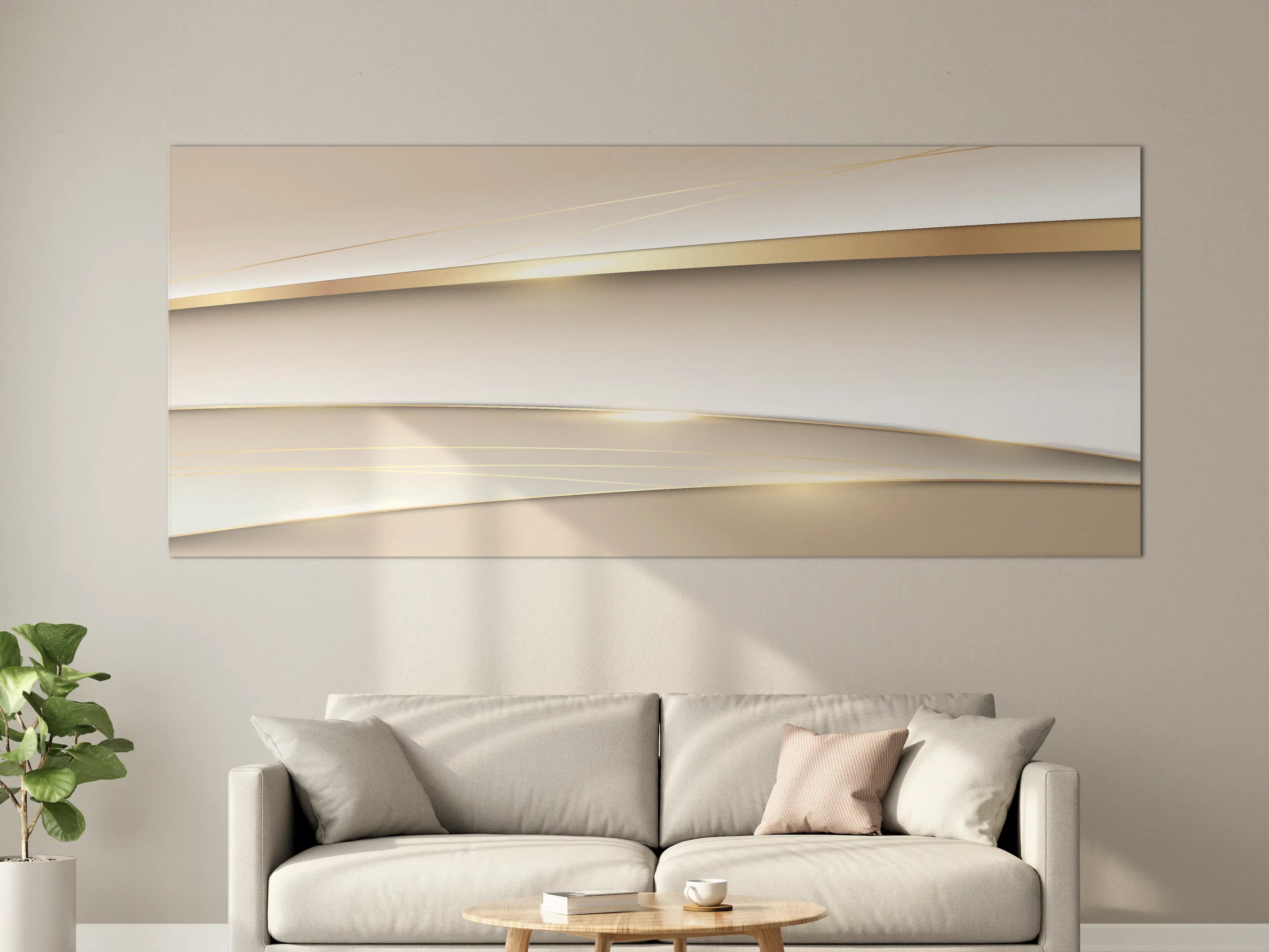 Große Wandbilder - Elegante Abstrakte Goldweiß Design