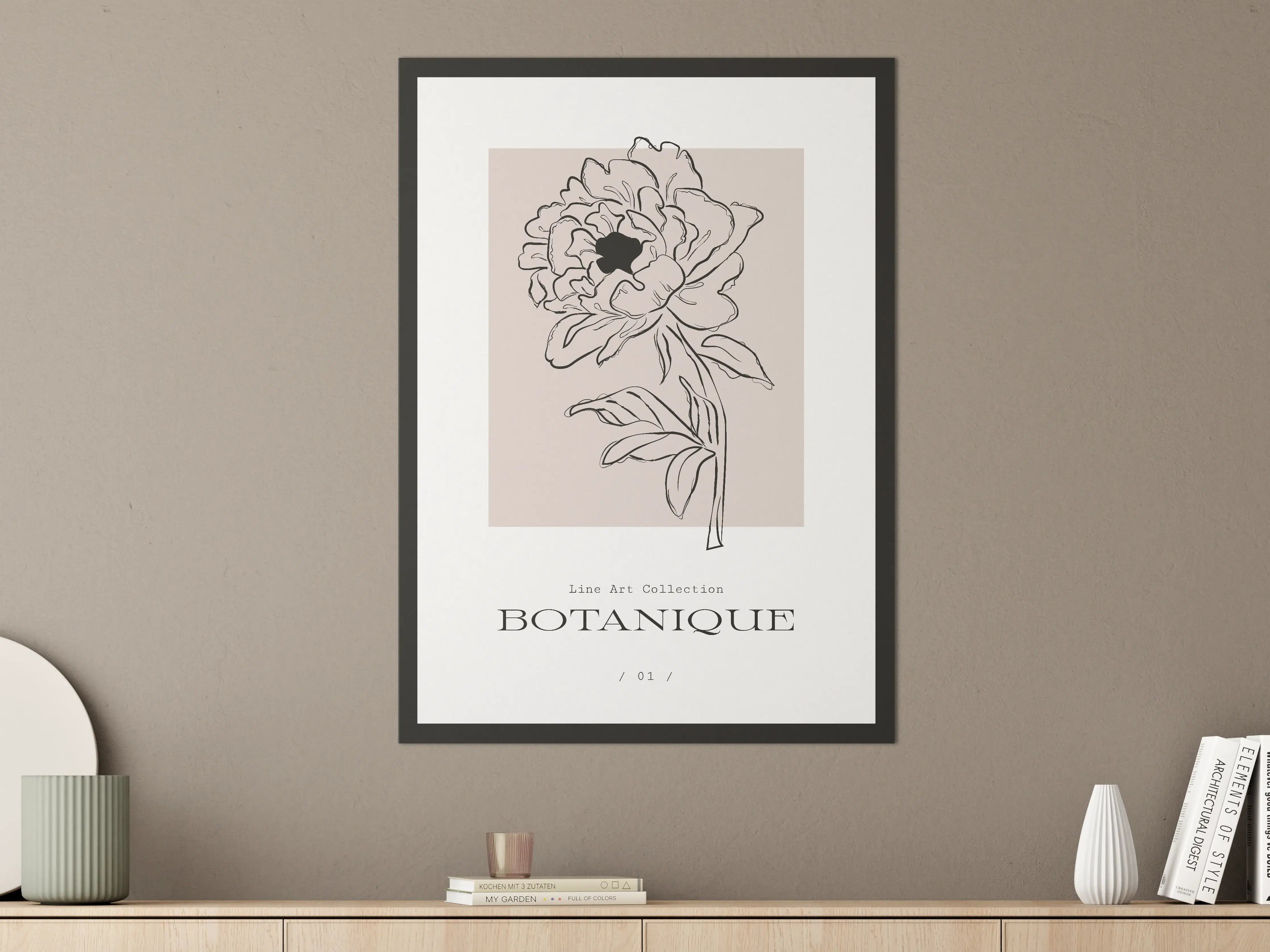 Große Wandbilder - Elegante Blumenillustration in Schwarz-Weiß