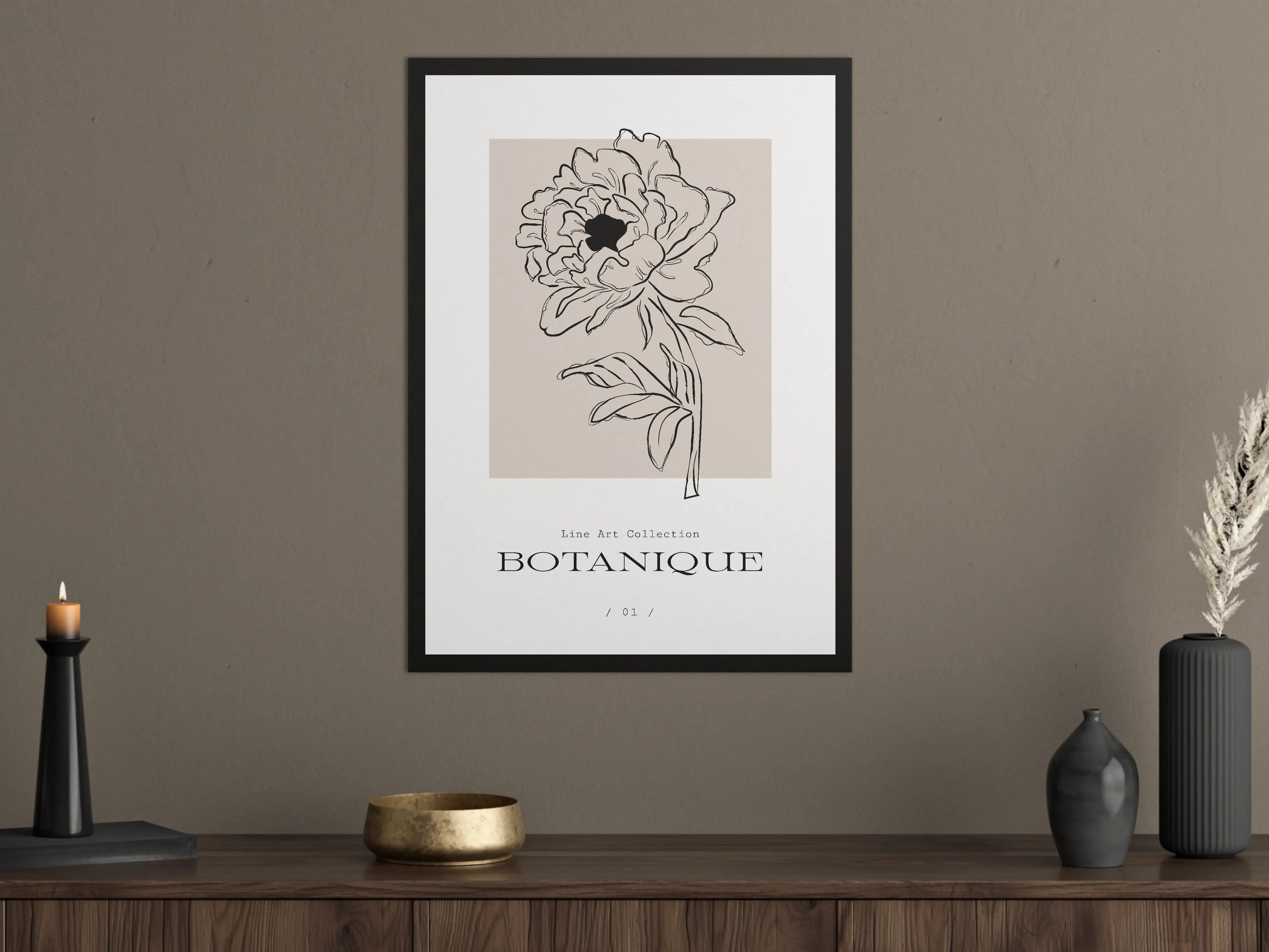 Große Wandbilder - Elegante Blumenillustration in Schwarz-Weiß