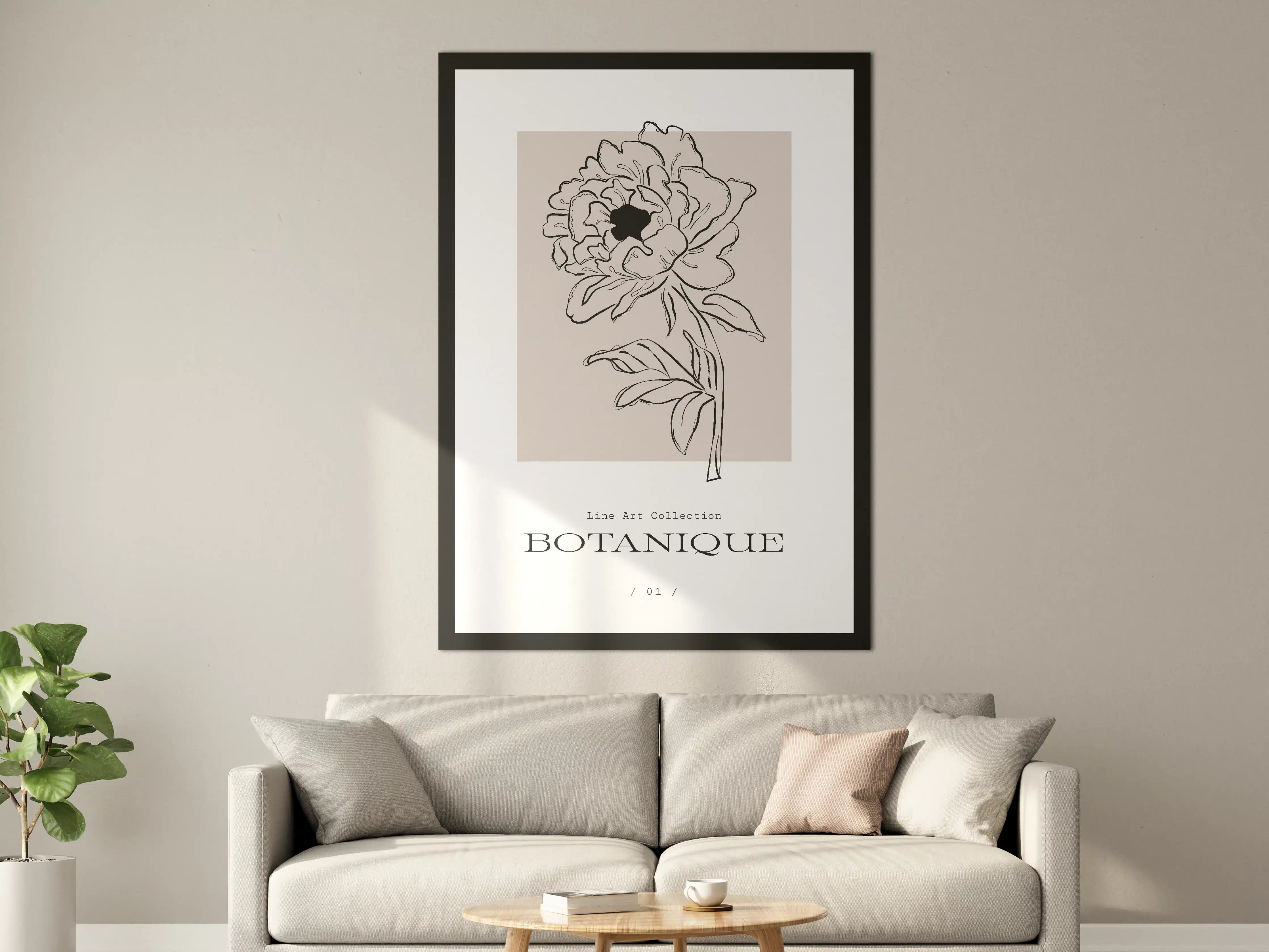 Große Wandbilder - Elegante Blumenillustration in Schwarz-Weiß