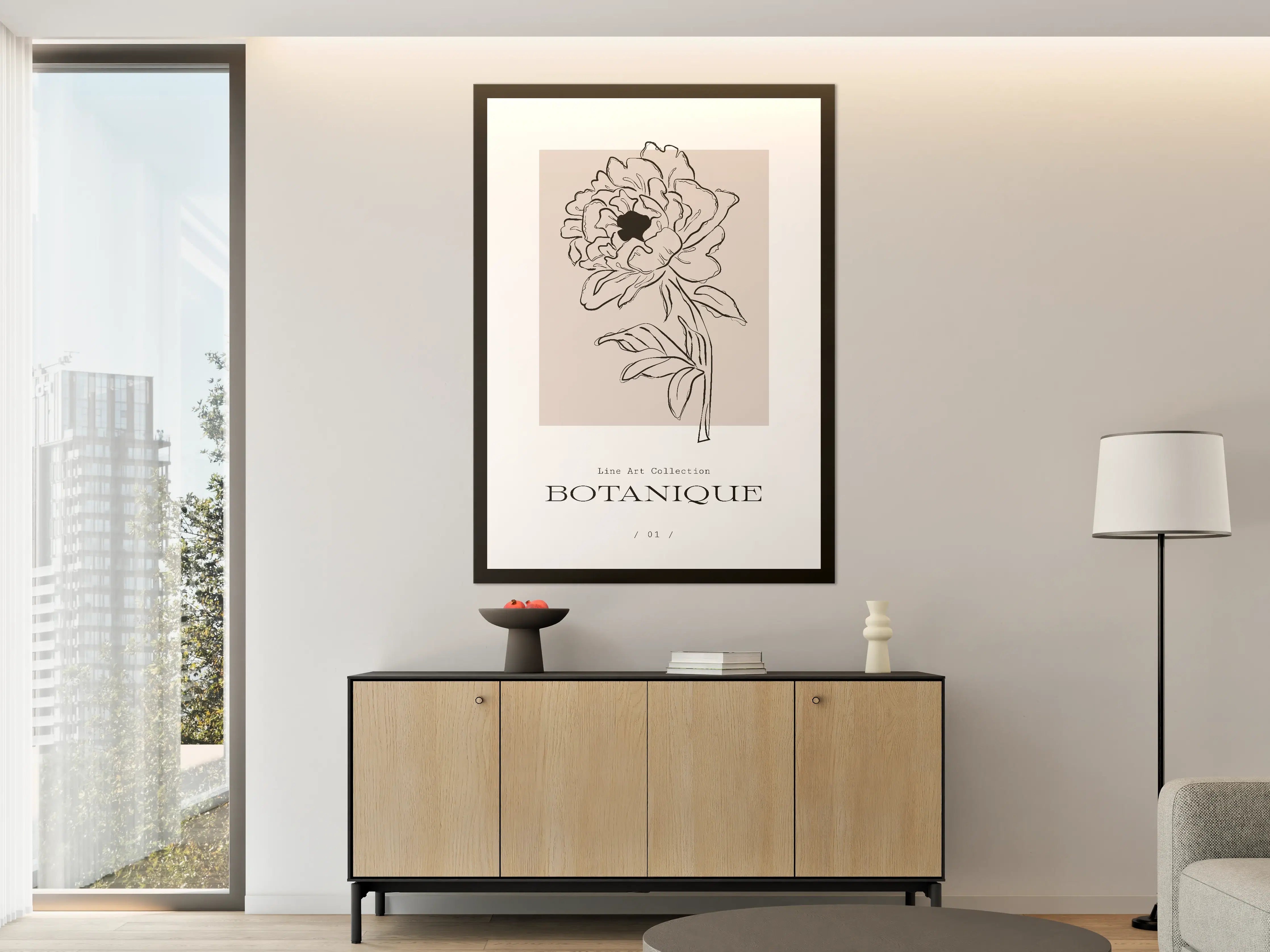 Große Wandbilder - Elegante Blumenillustration in Schwarz-Weiß