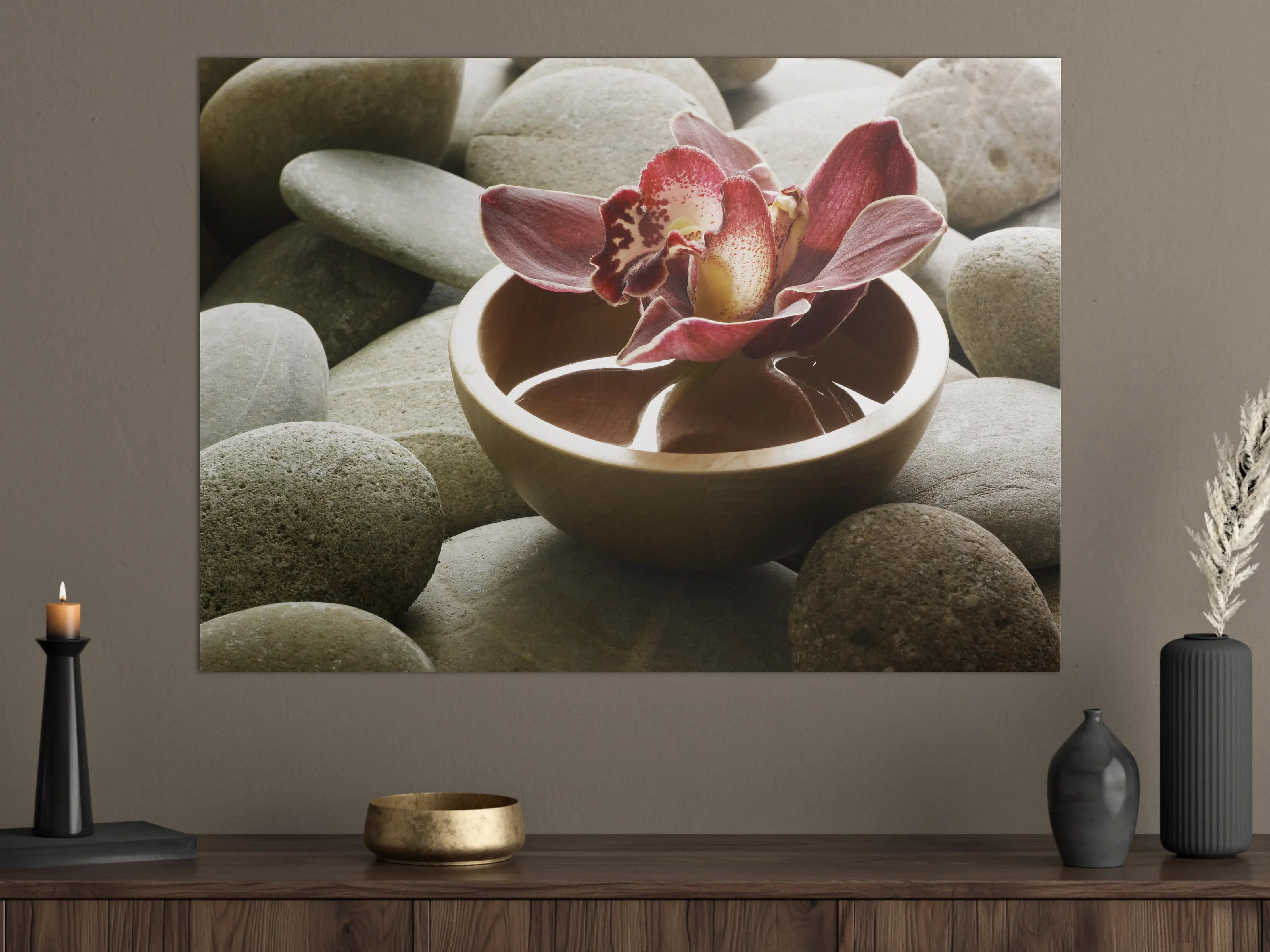 Große Wandbilder - Elegante Blumenschale auf Steinen
