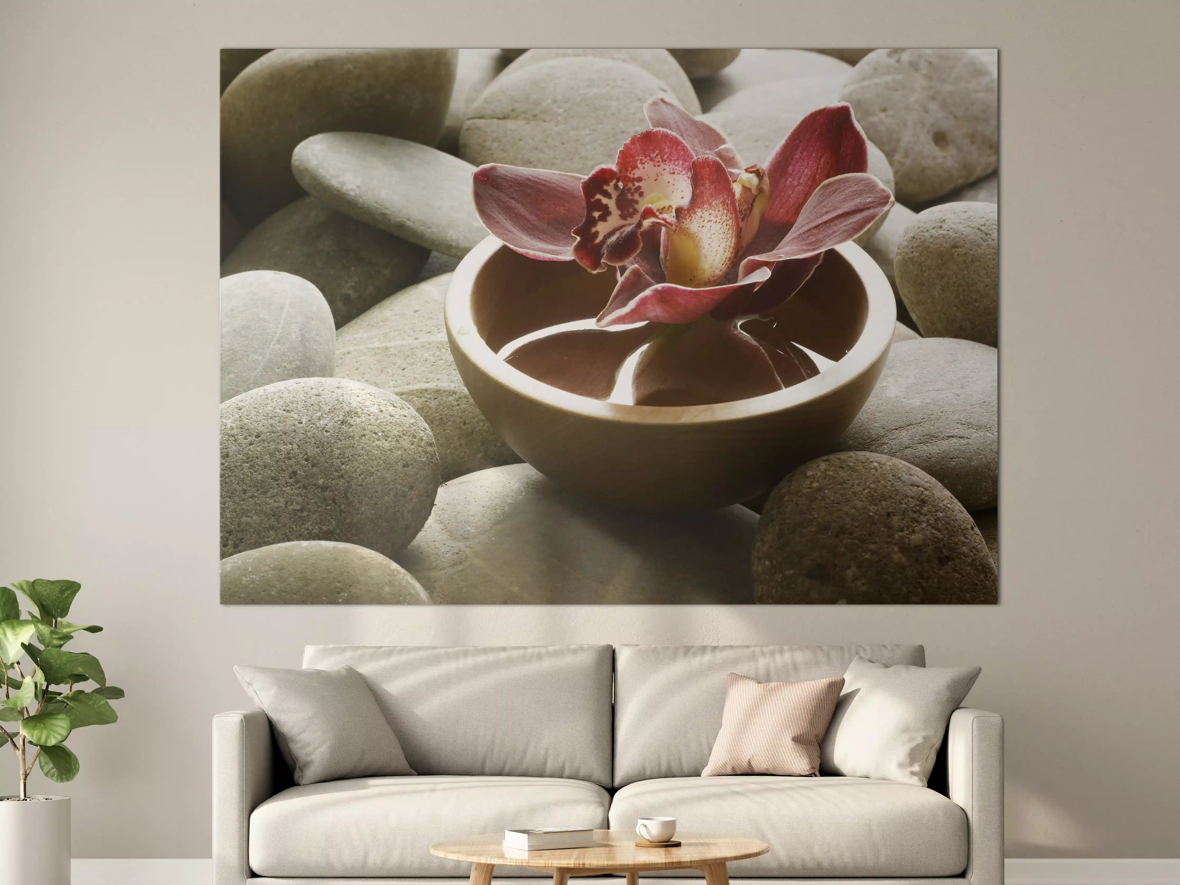 Große Wandbilder - Elegante Blumenschale auf Steinen