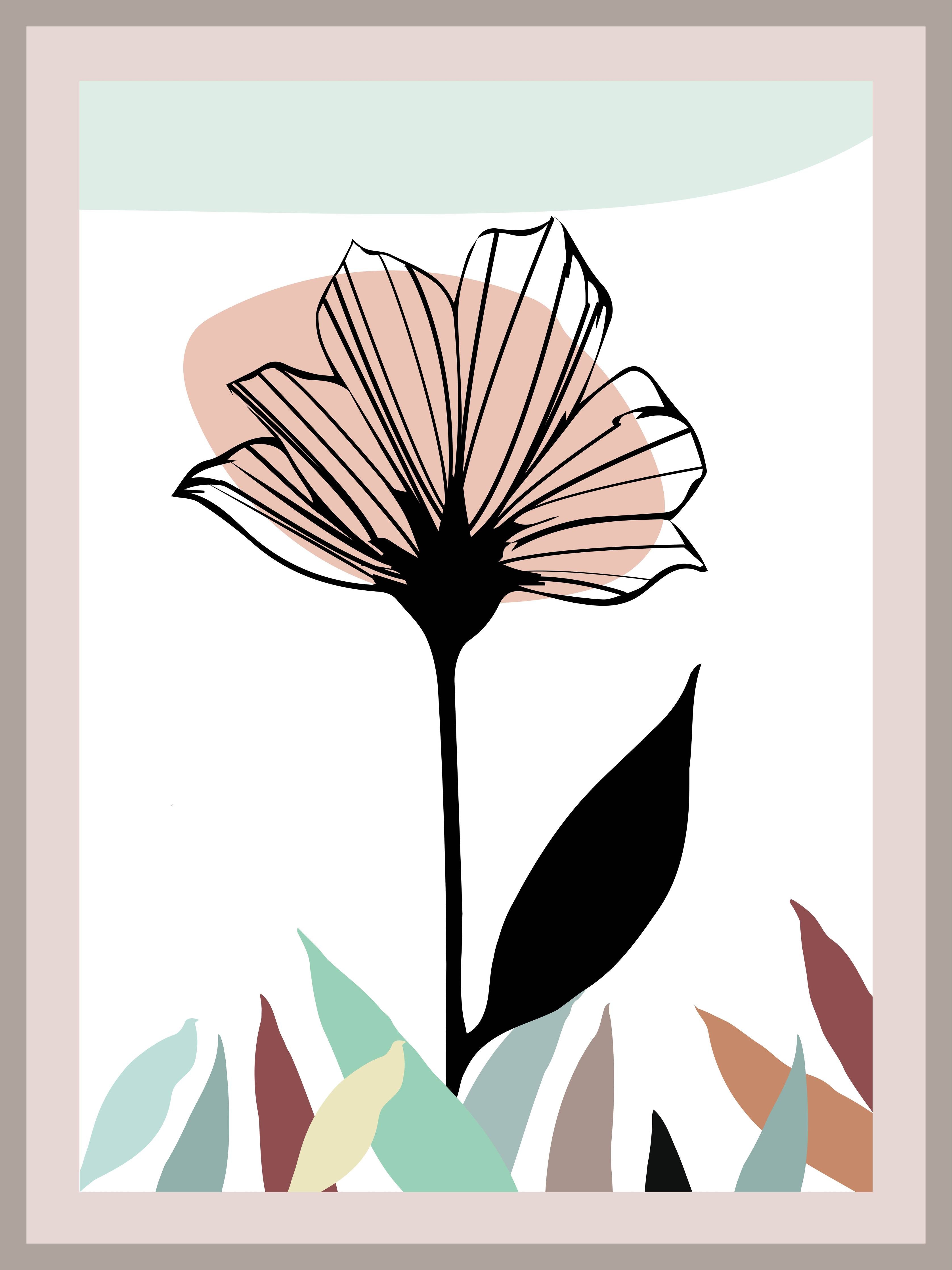 Große Wandbilder-Elegante Blumenzeichnung mit Pastellfarben