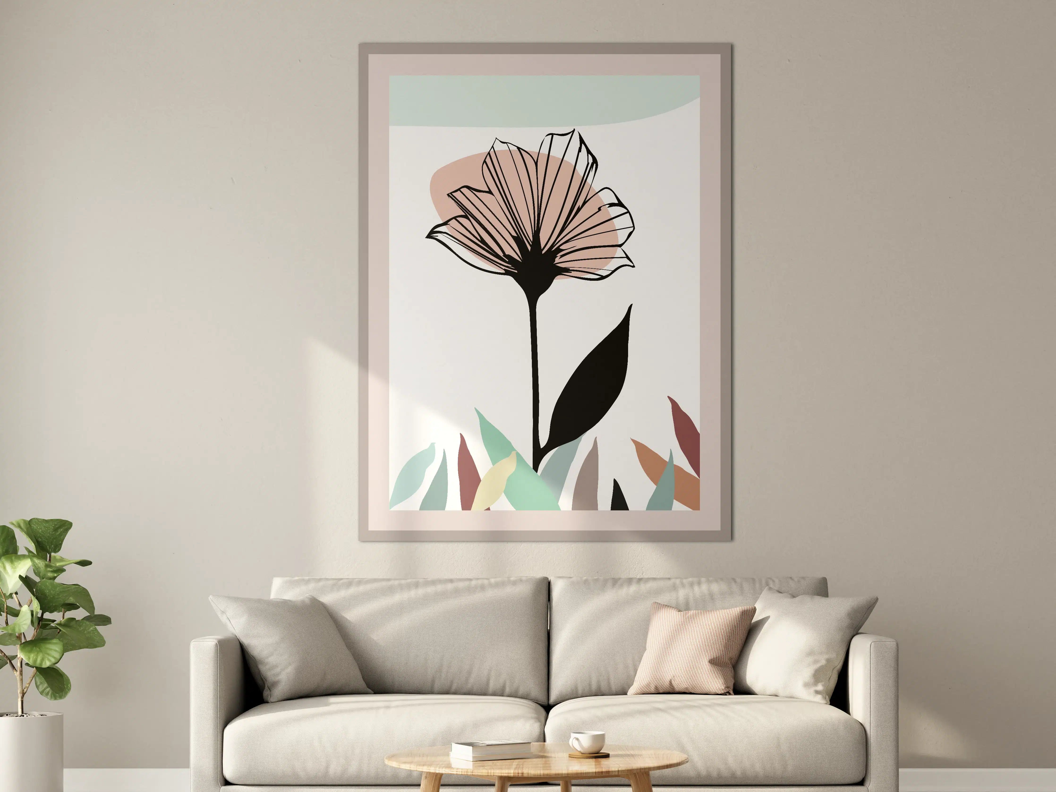 Große Wandbilder - Elegante Blumenzeichnung mit Pastellfarben