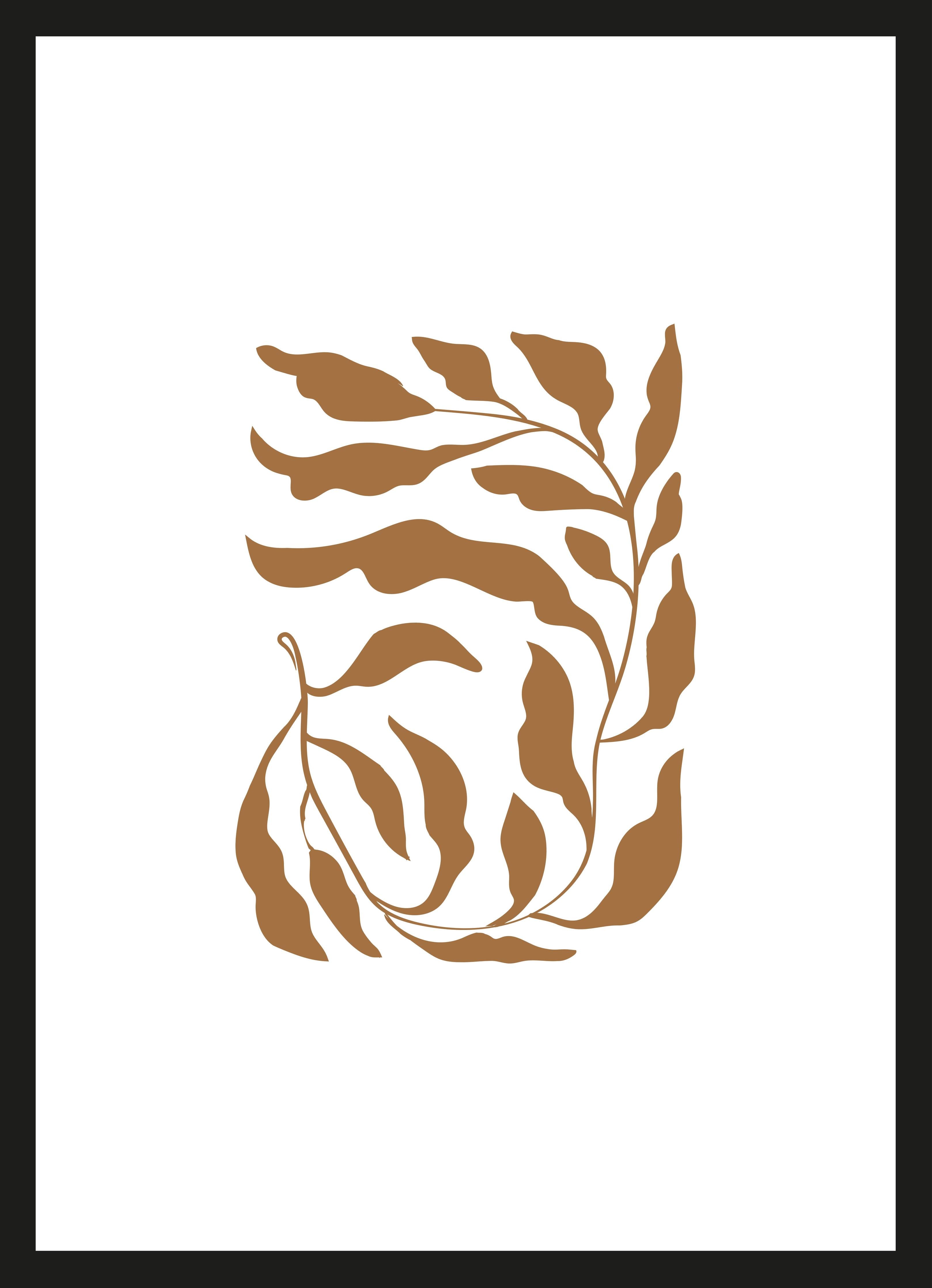 Große Wandbilder-Elegante Braun-Weiße Pflanzenillustration