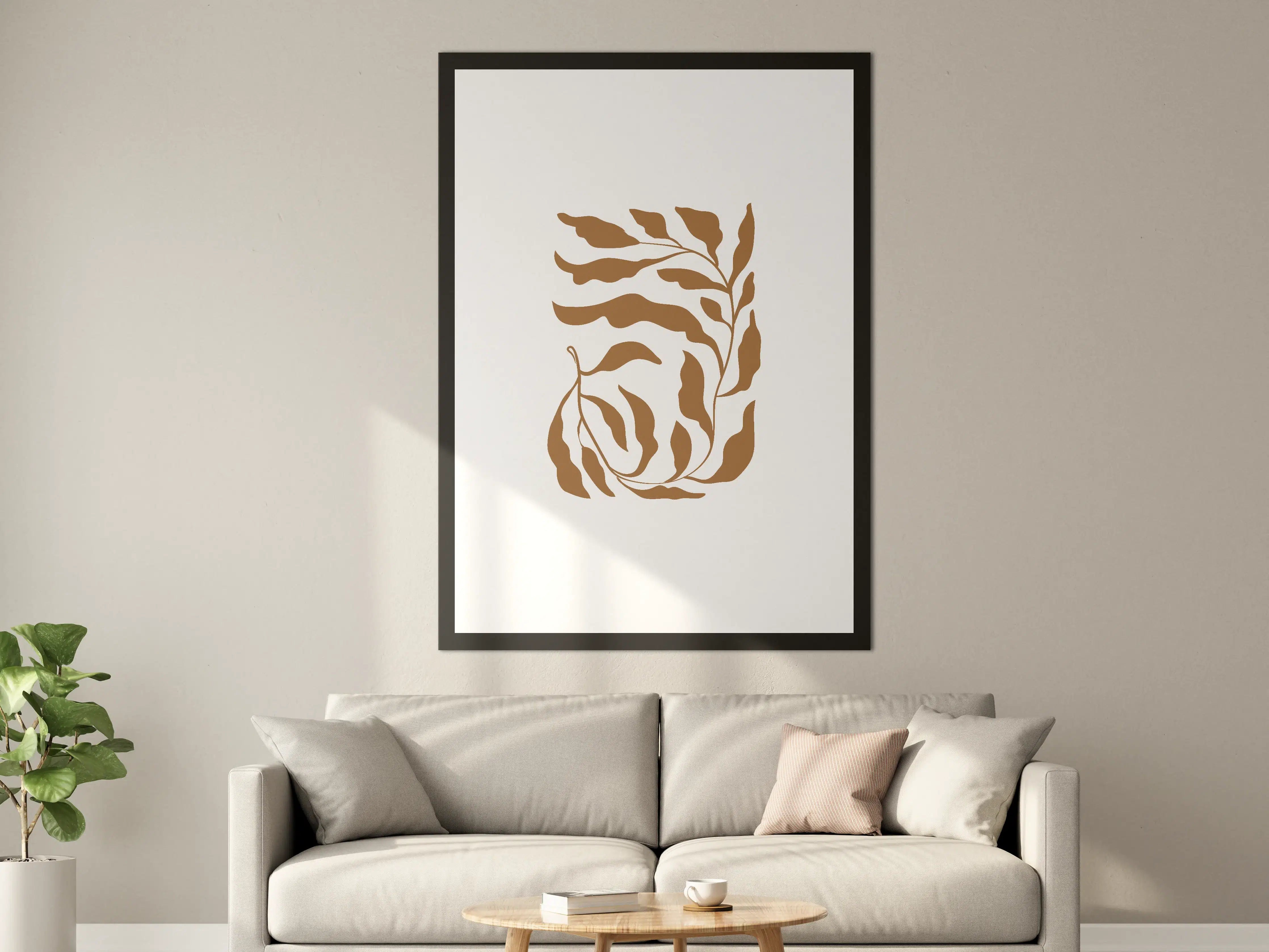Große Wandbilder - Elegante Braun-Weiße Pflanzenillustration