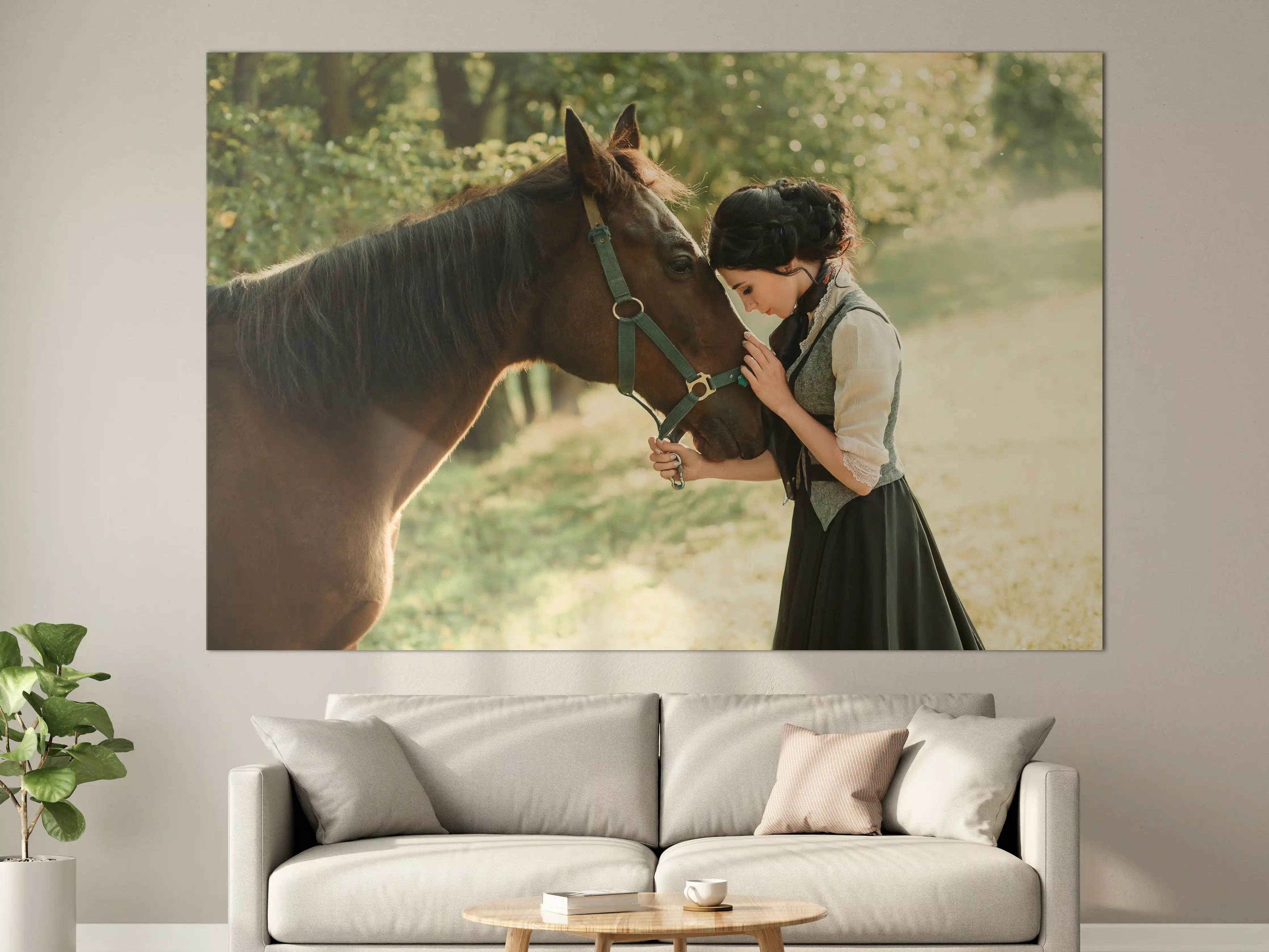 Große Wandbilder - Elegante Dame mit Pferd 