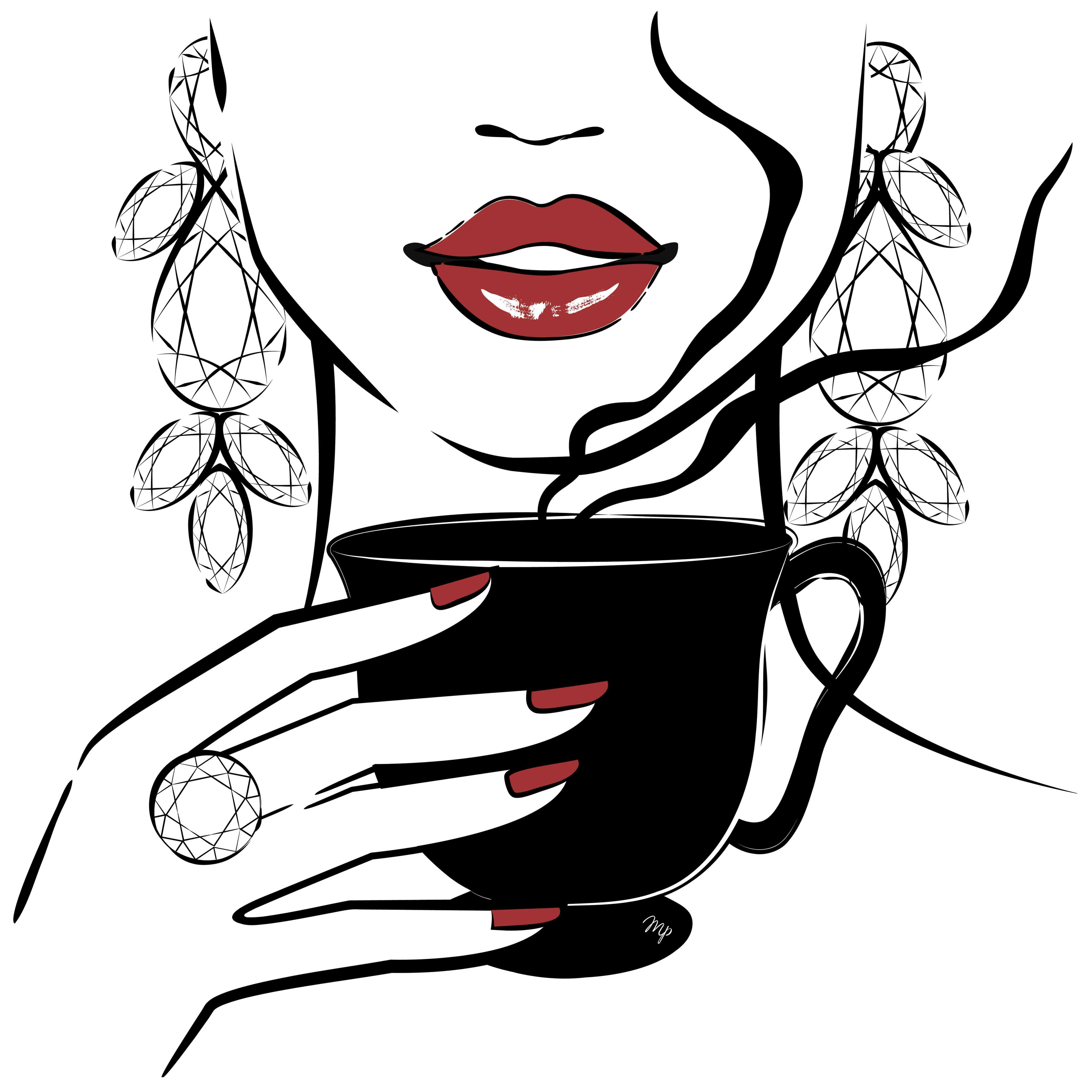 Große Wandbilder-Elegante Frau mit Kaffeetasse