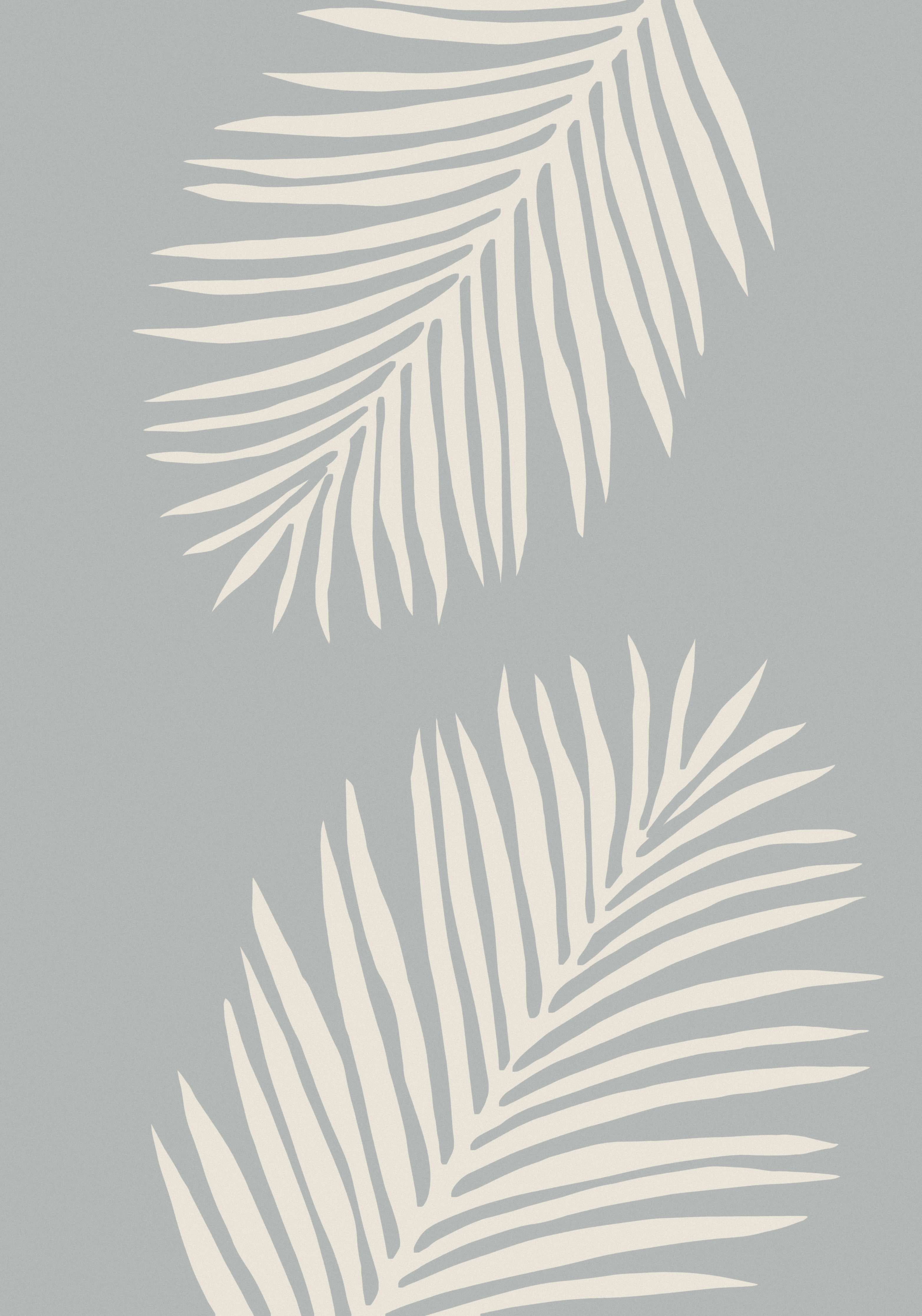 Große Wandbilder-Elegante Graue Palmblätter mit Weiß-Unistil