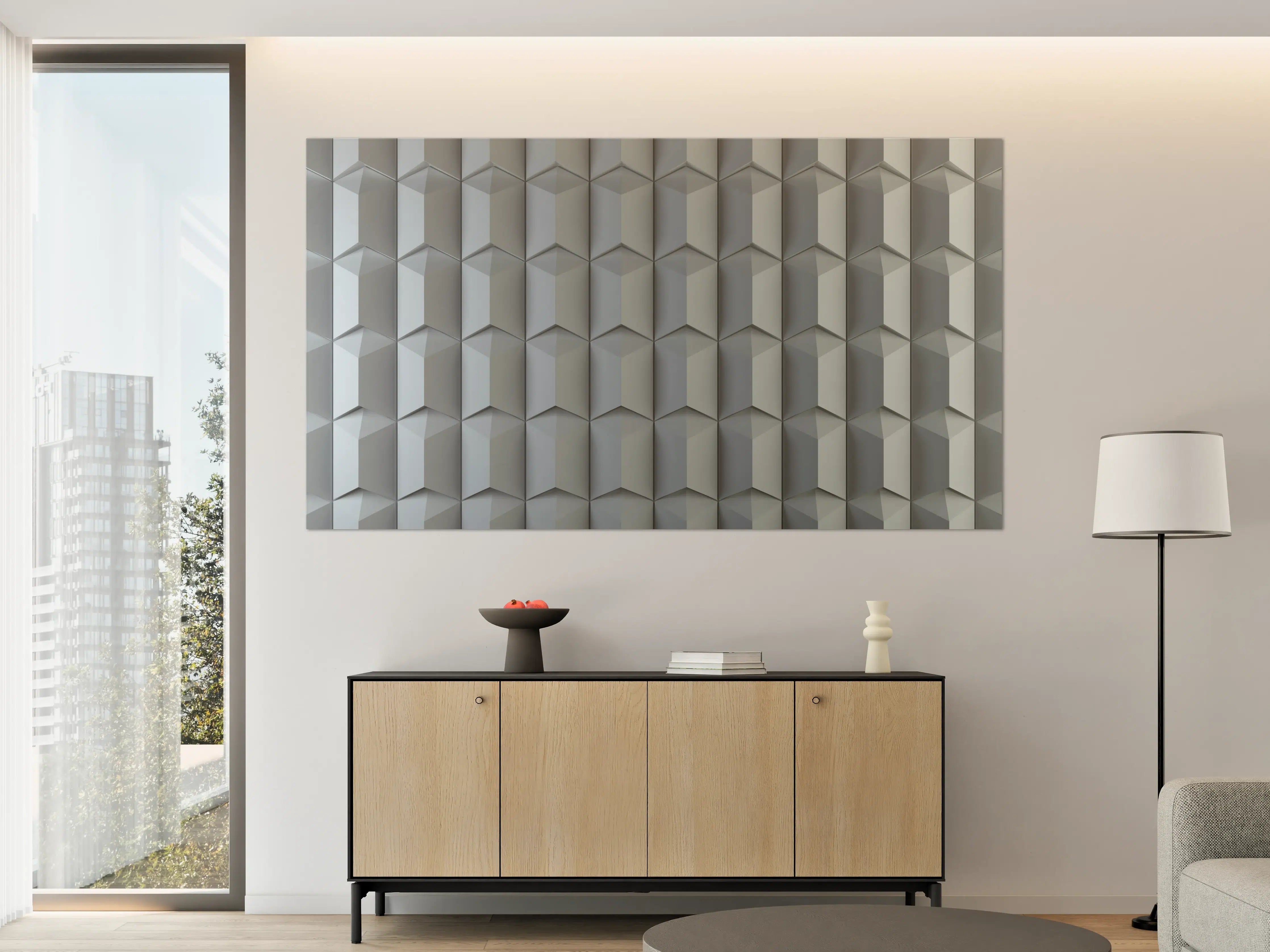 Große Wandbilder - Elegante Grauwandkunst in Weiß