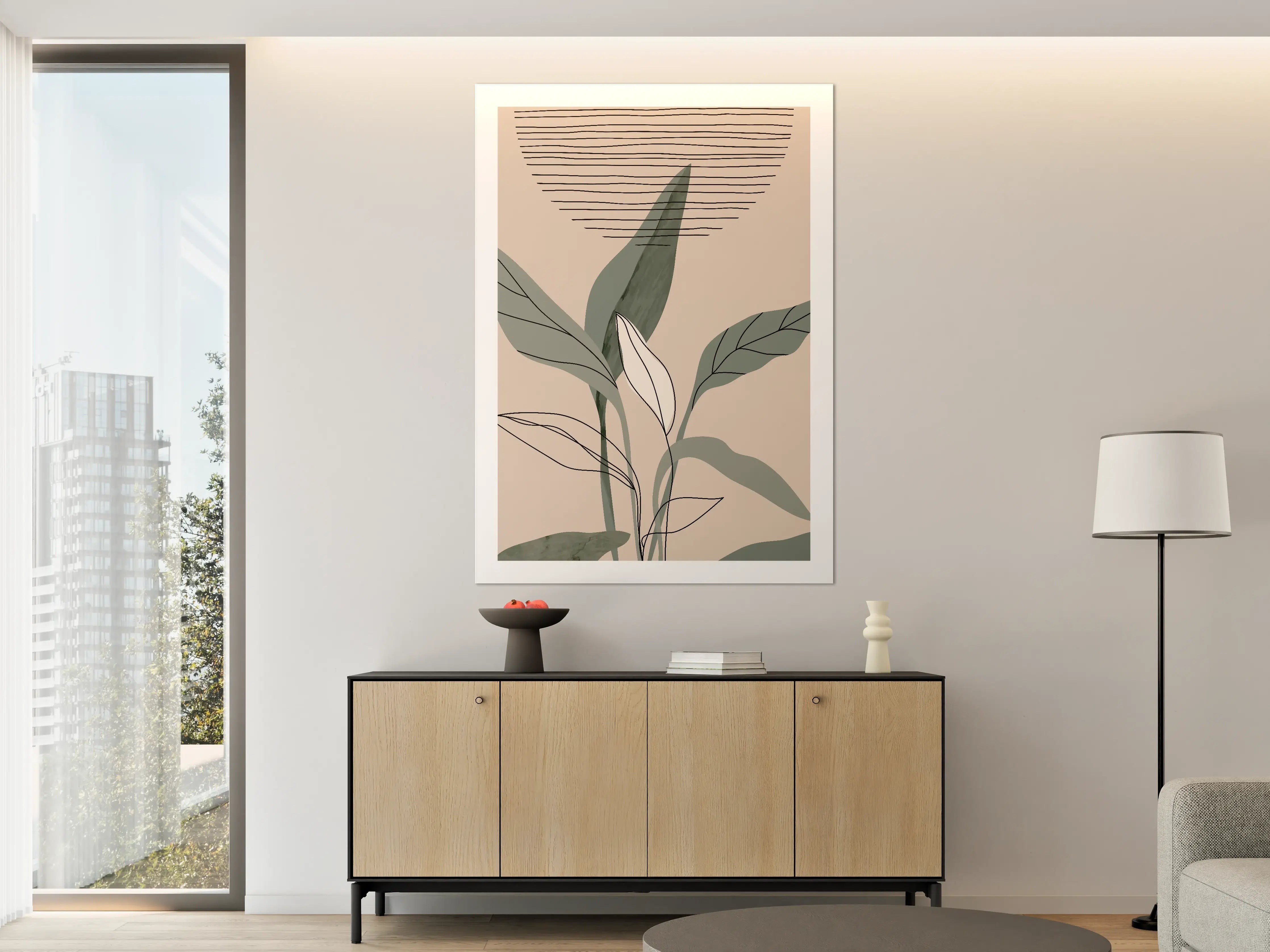 Große Wandbilder - Elegante Naturzeichnung in Neutraltönen
