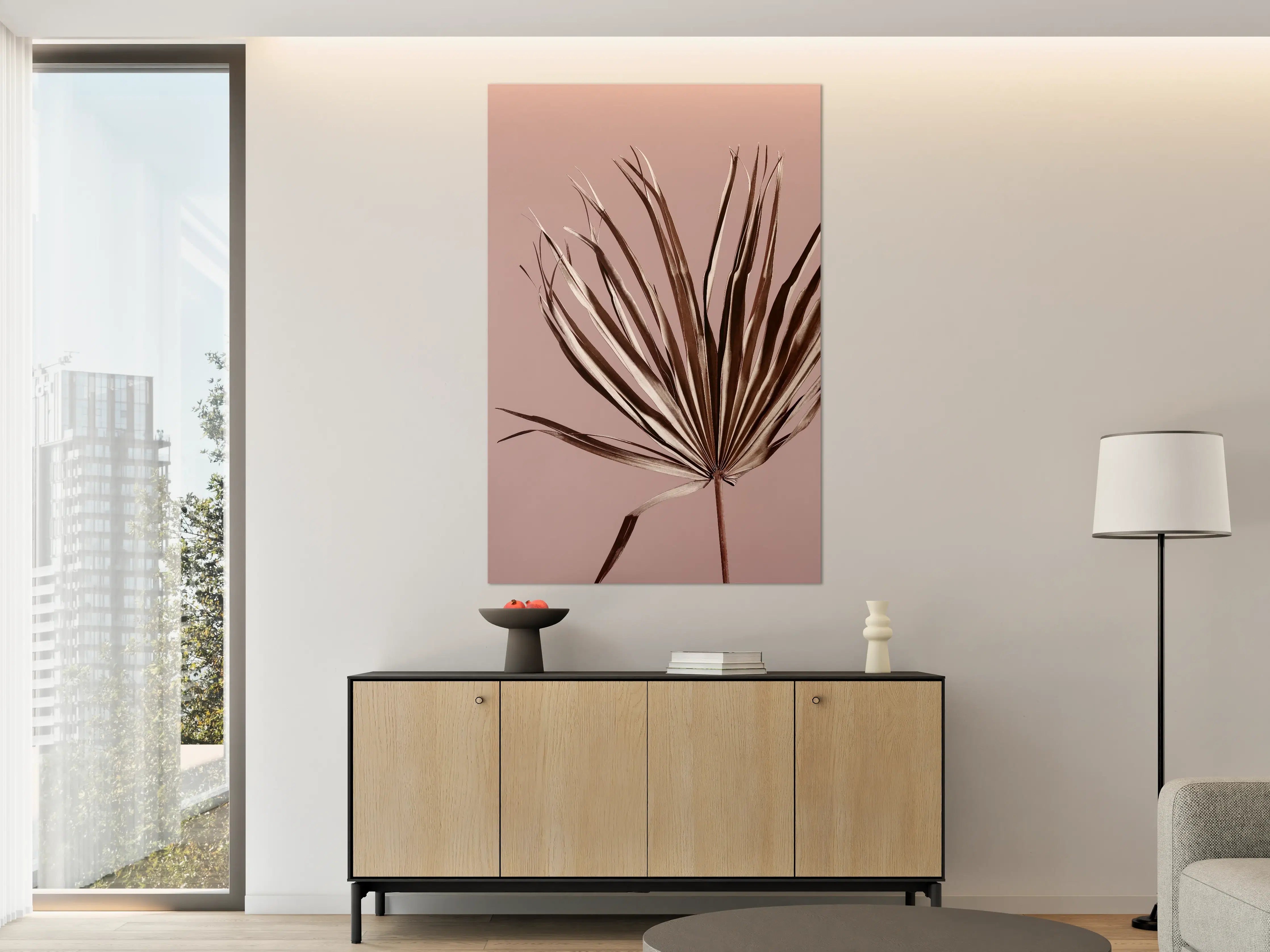 Große Wandbilder - Elegante Palmblätter in sanften Tönen
