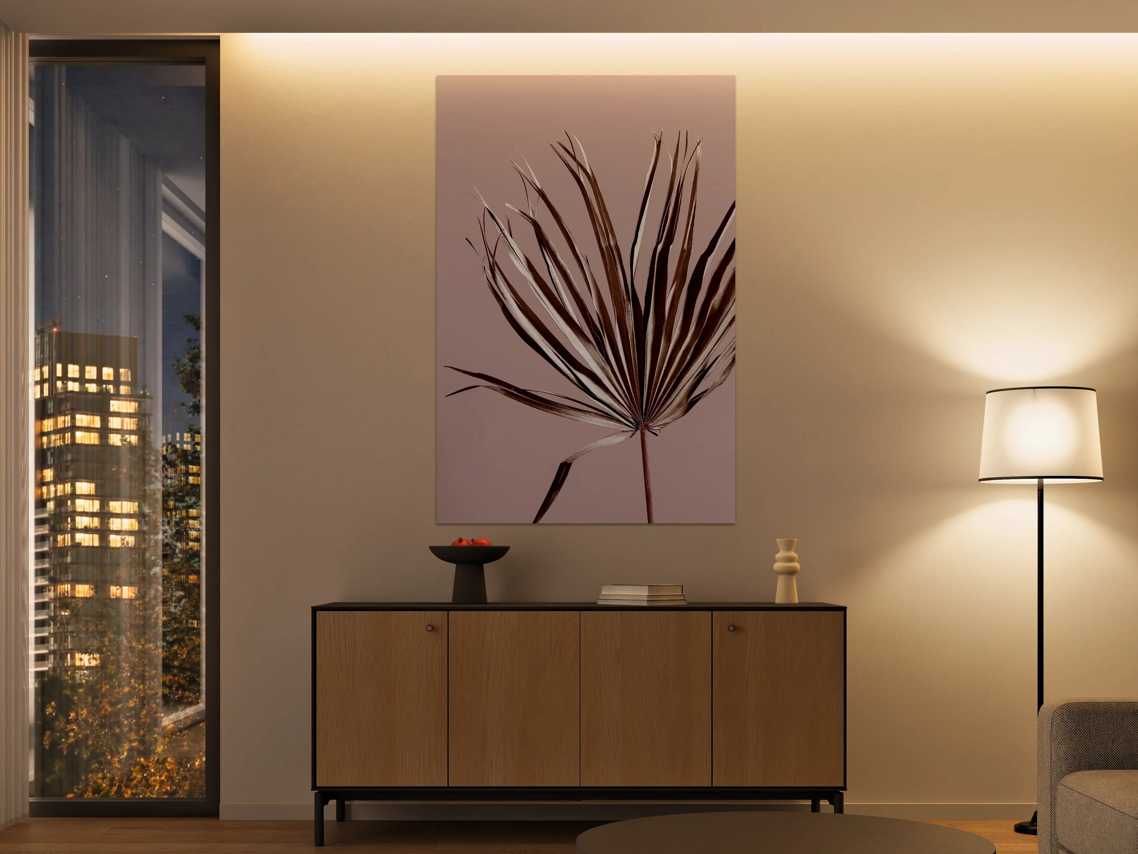 Große Wandbilder - Elegante Palmblätter in sanften Tönen