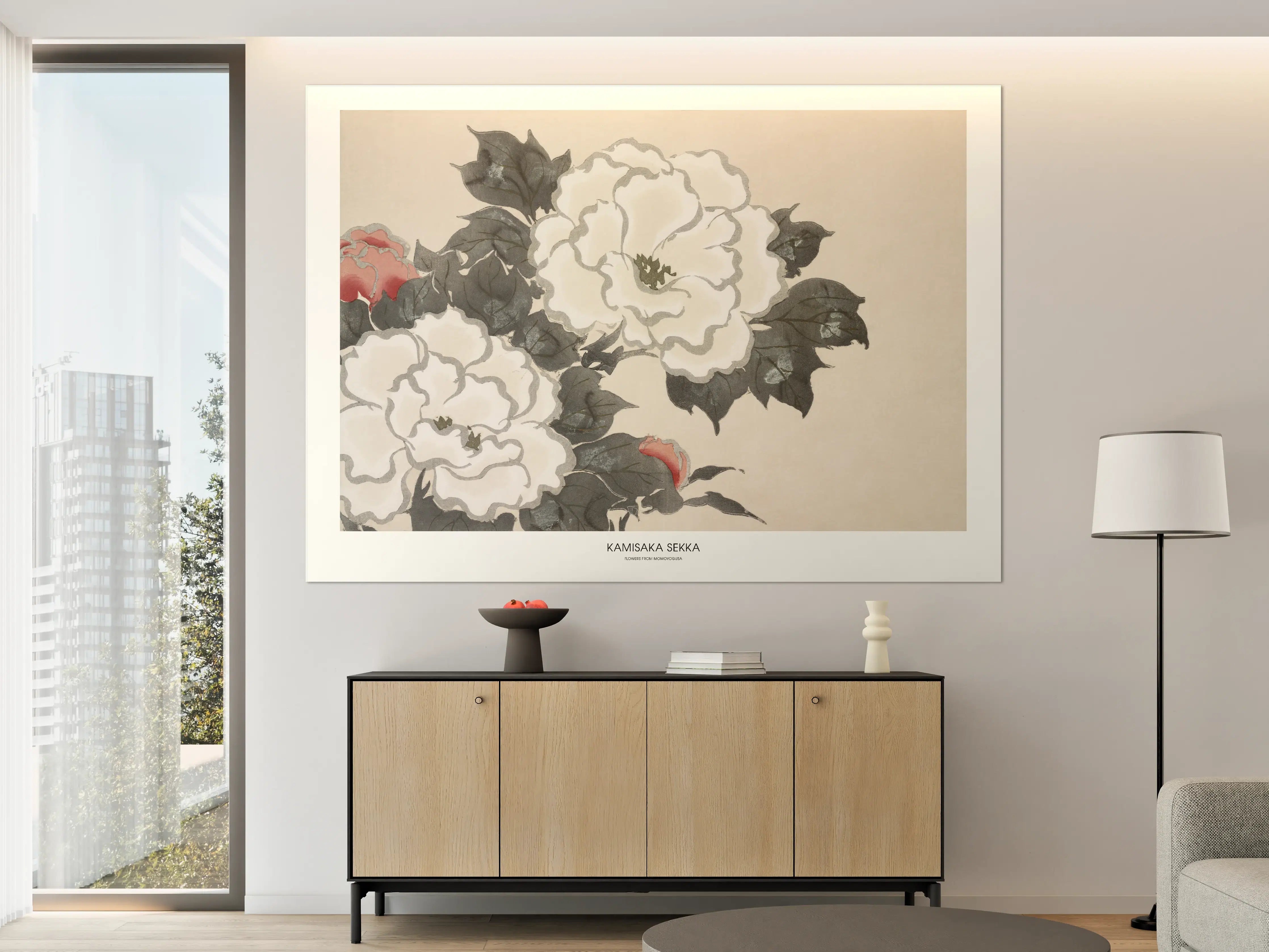 Große Wandbilder - Elegante Pfingsrose in Zartrosa und Dunkelgrün