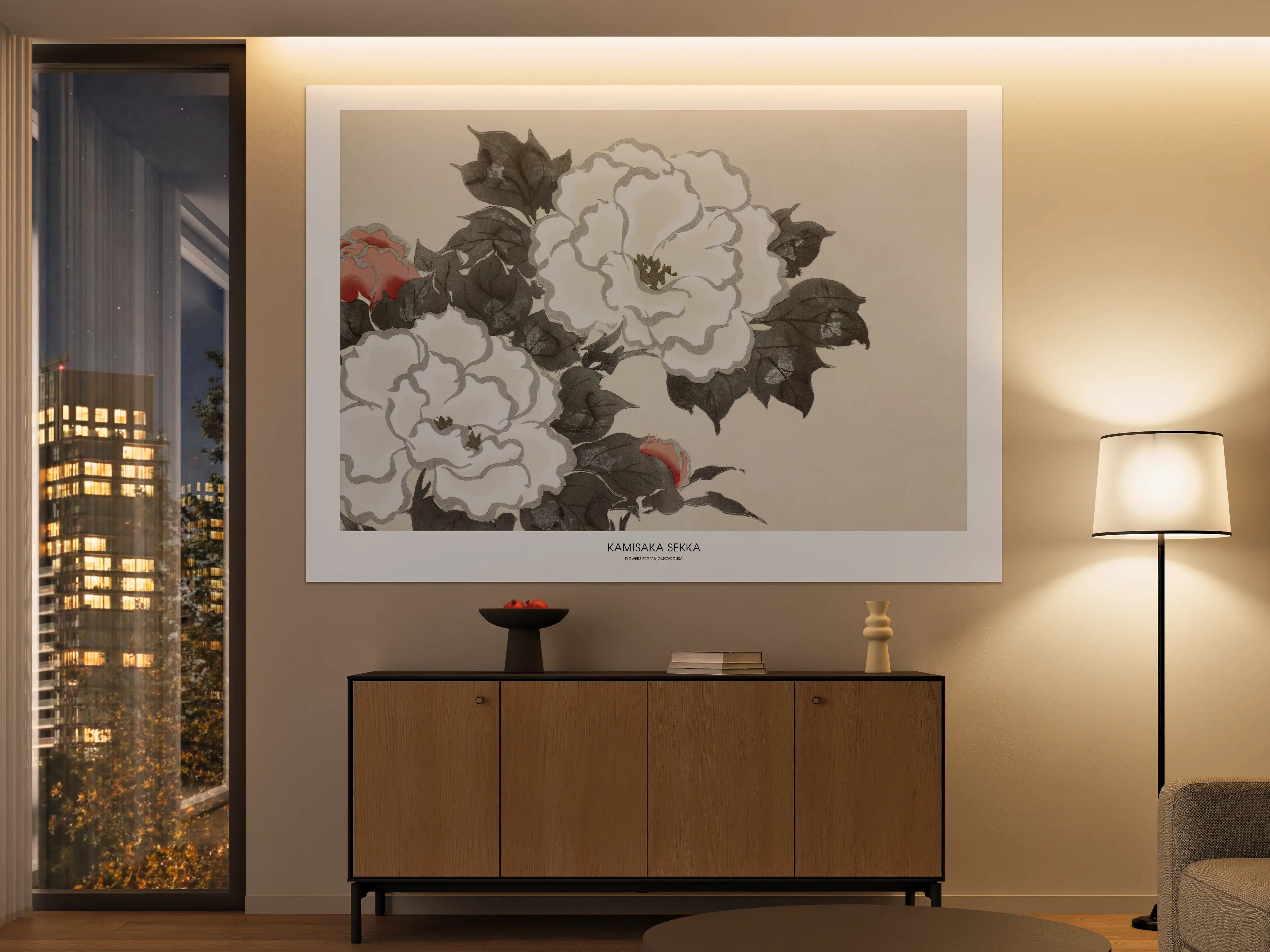 Große Wandbilder - Elegante Pfingsrose in Zartrosa und Dunkelgrün