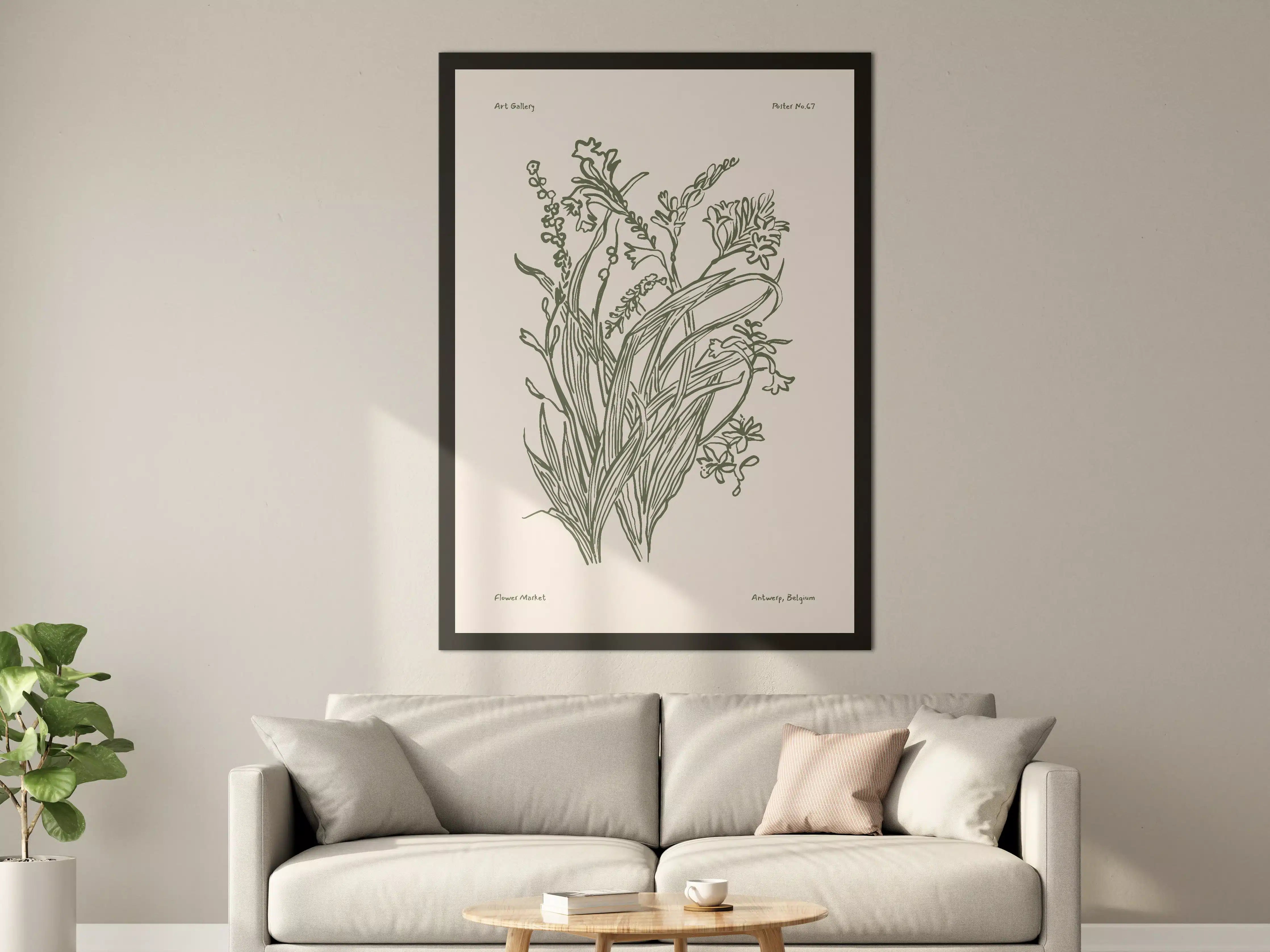Große Wandbilder - Elegante Pflanzenillustration in dezenten Farben