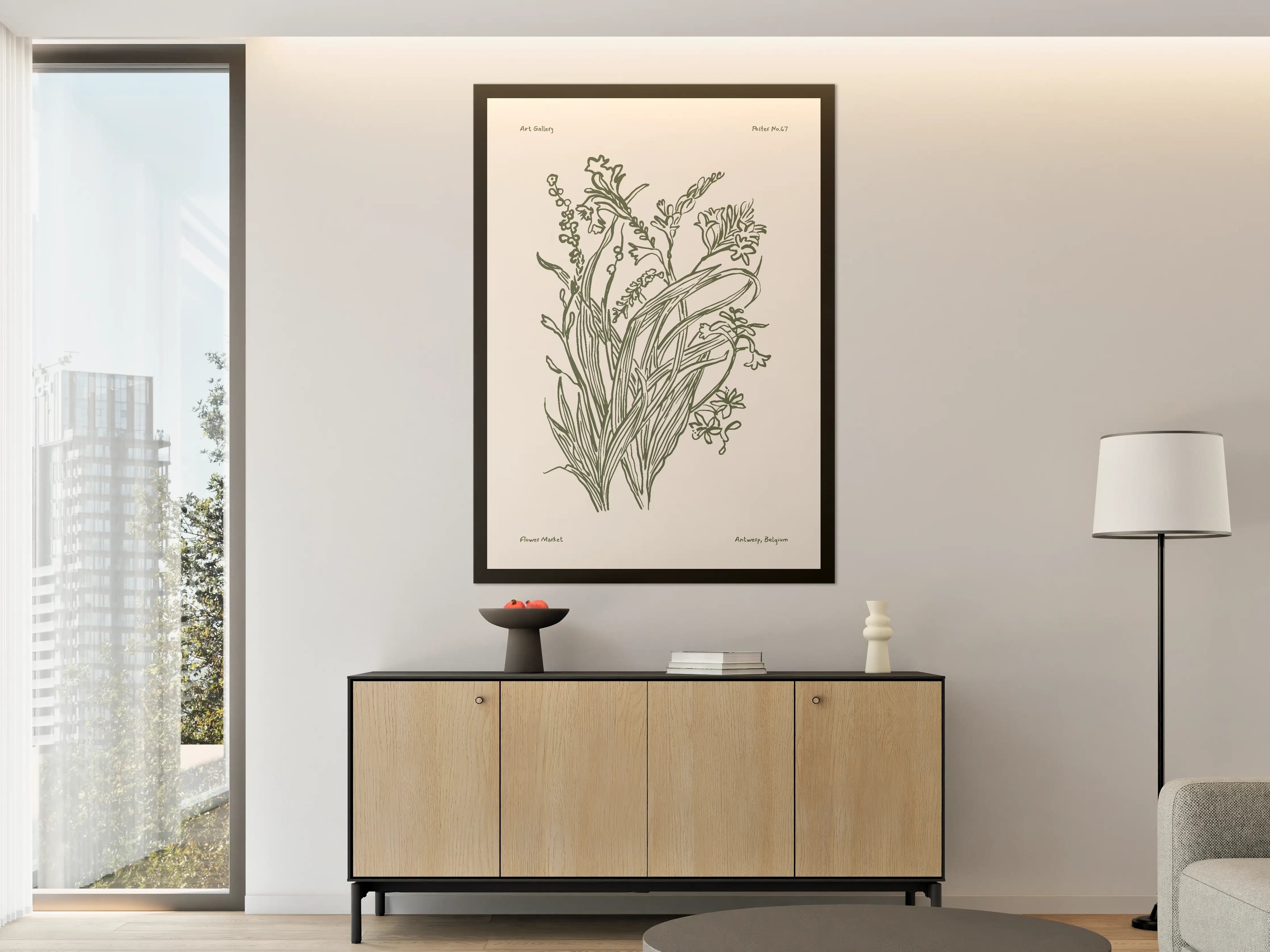 Große Wandbilder - Elegante Pflanzenillustration in dezenten Farben