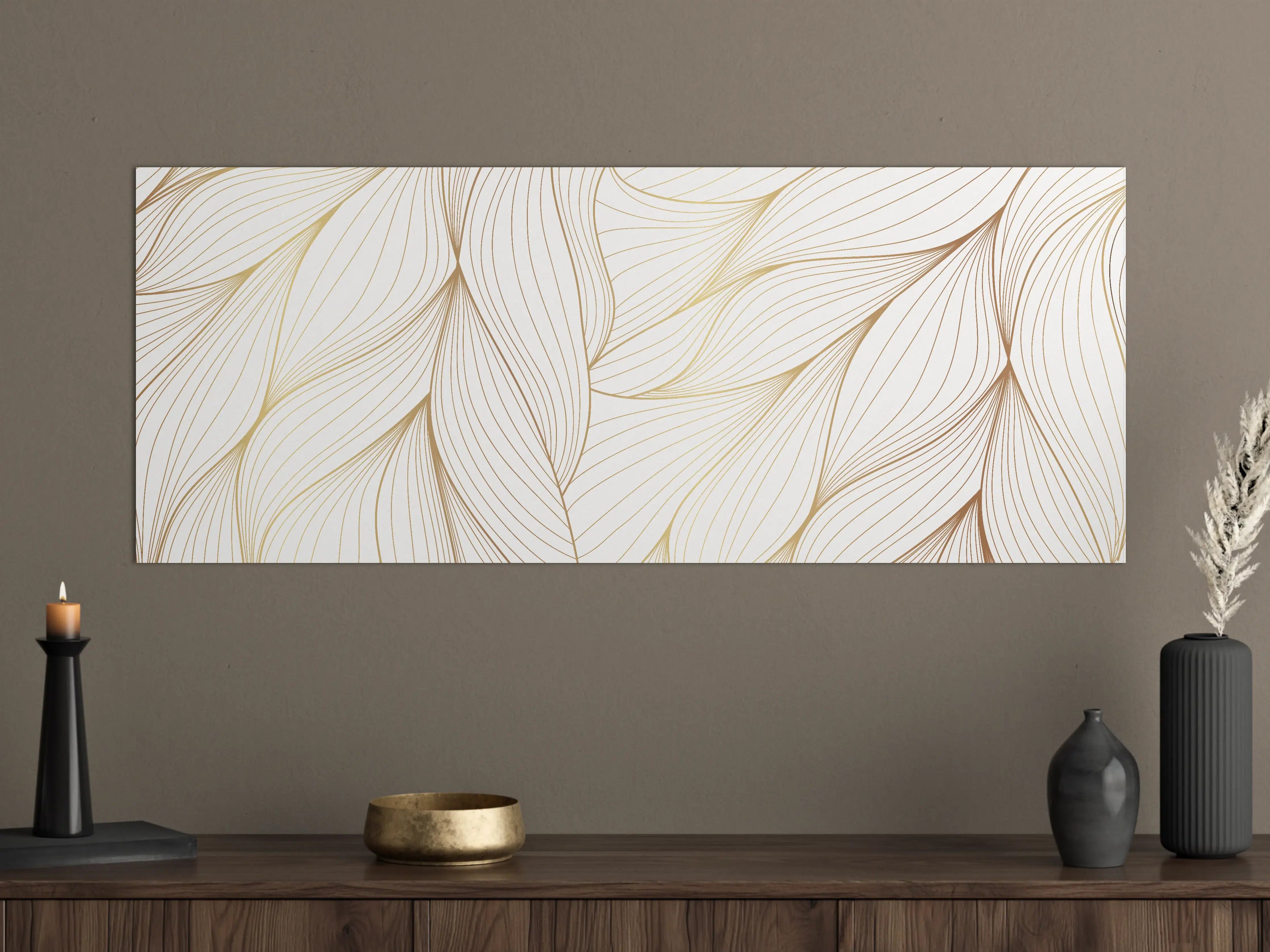 Große Wandbilder - Elegante Weiß-Beige Wellenlinien